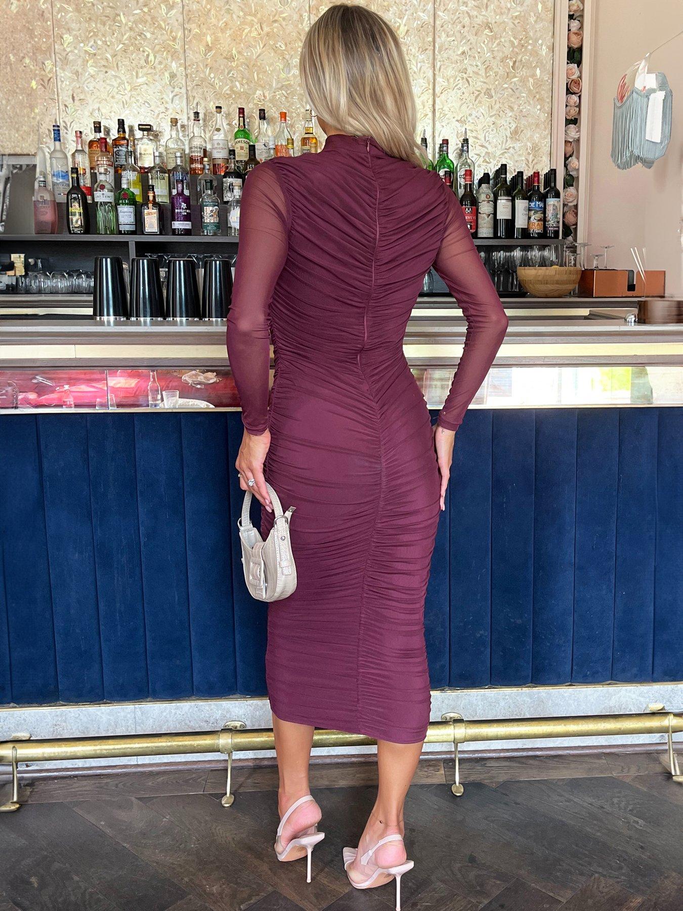 Plum bodycon midi dress on sale