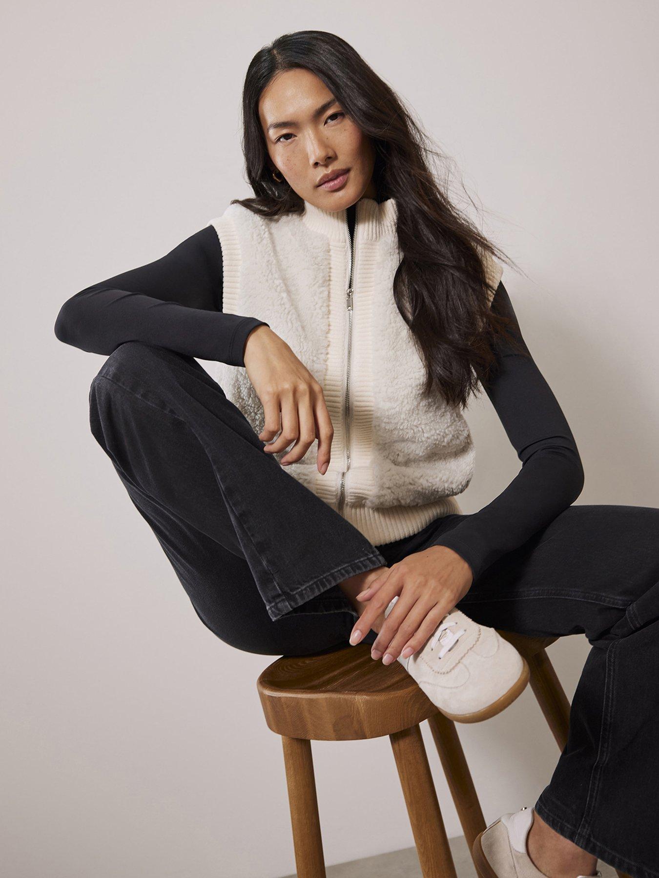 Image 4 of 6 of Mint Velvet Cream Knit Mix Gilet - Ivory