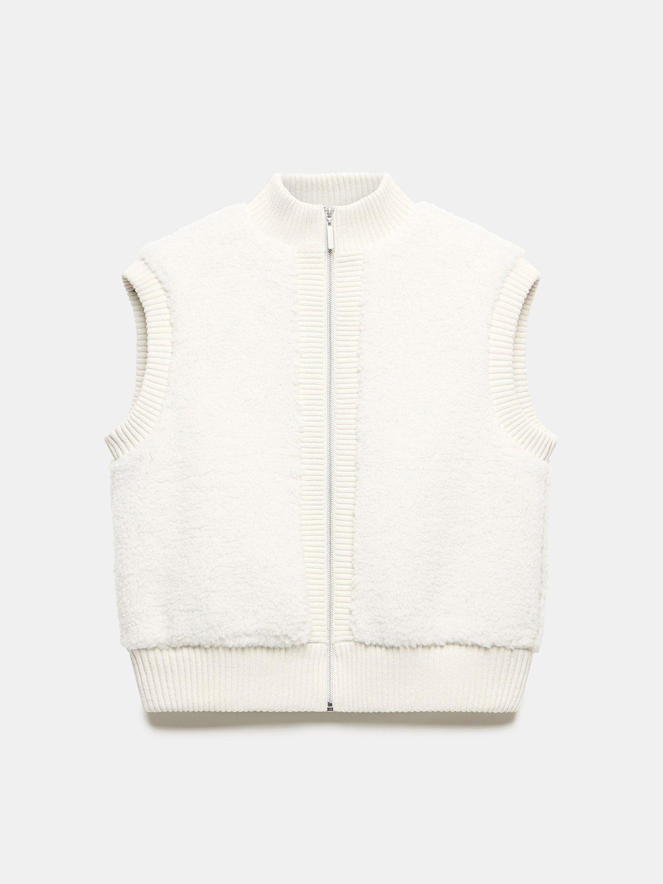 Image 5 of 6 of Mint Velvet Cream Knit Mix Gilet - Ivory
