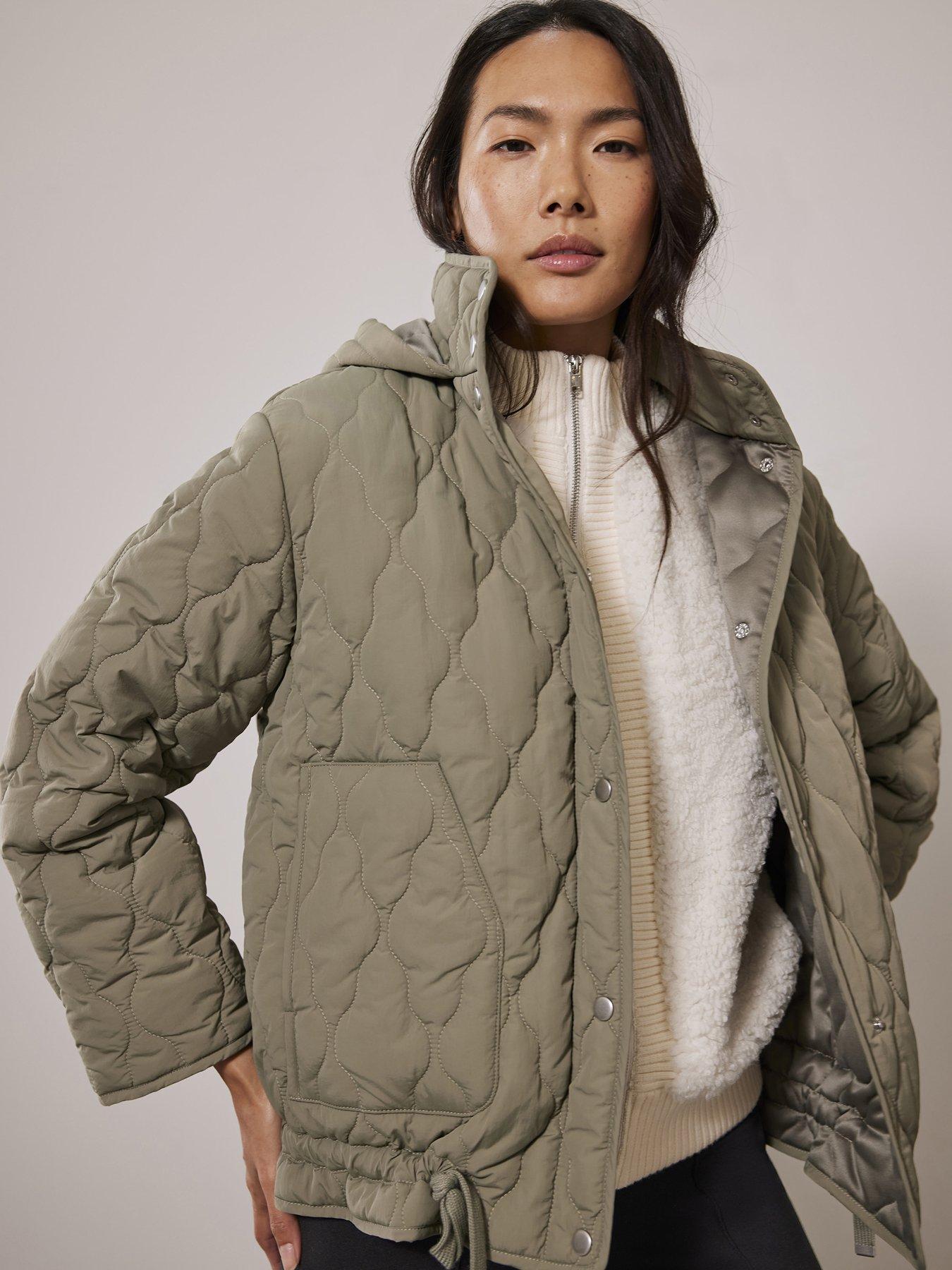 Khaki Quilted Hooded Jacket