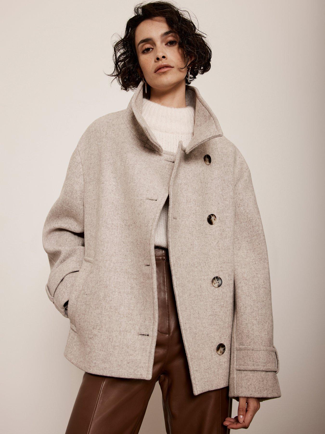 Mint Velvet Neutral Funnel Neck Coat Very