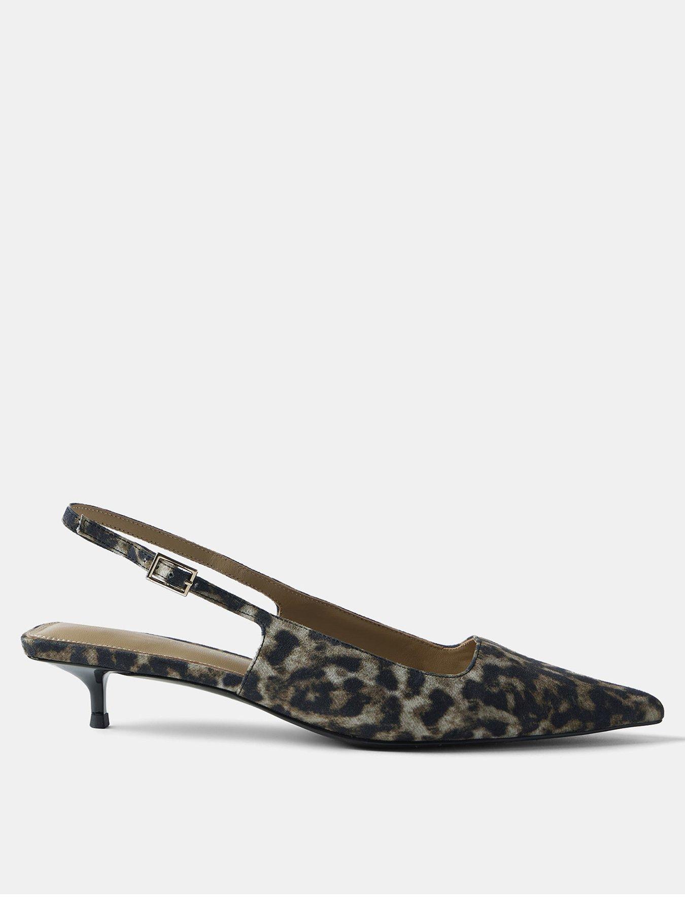 undefined Leopard Print Kitten Heels - Natural