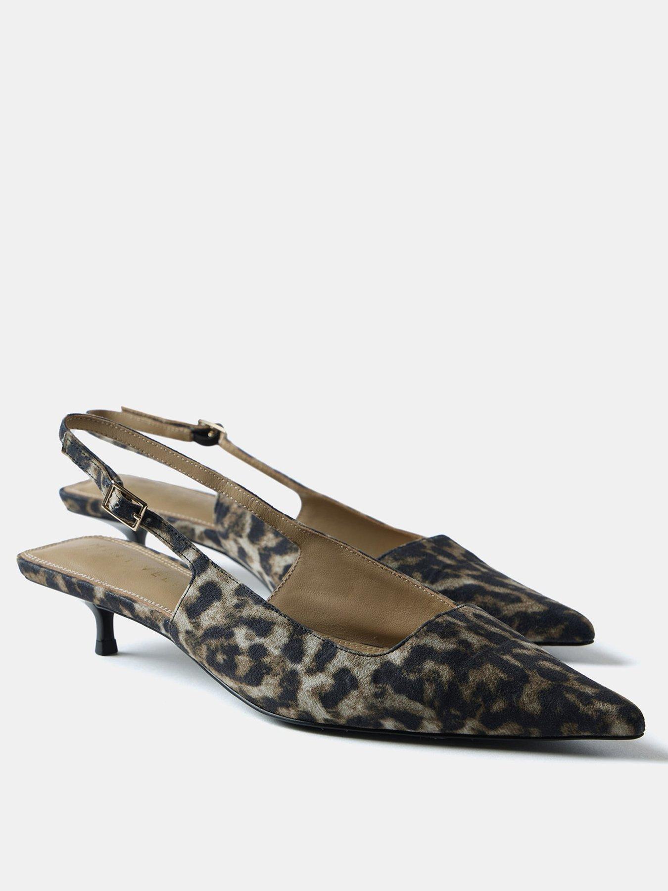 Image 2 of 5 of Mint Velvet Leopard Print Kitten Heels - Natural