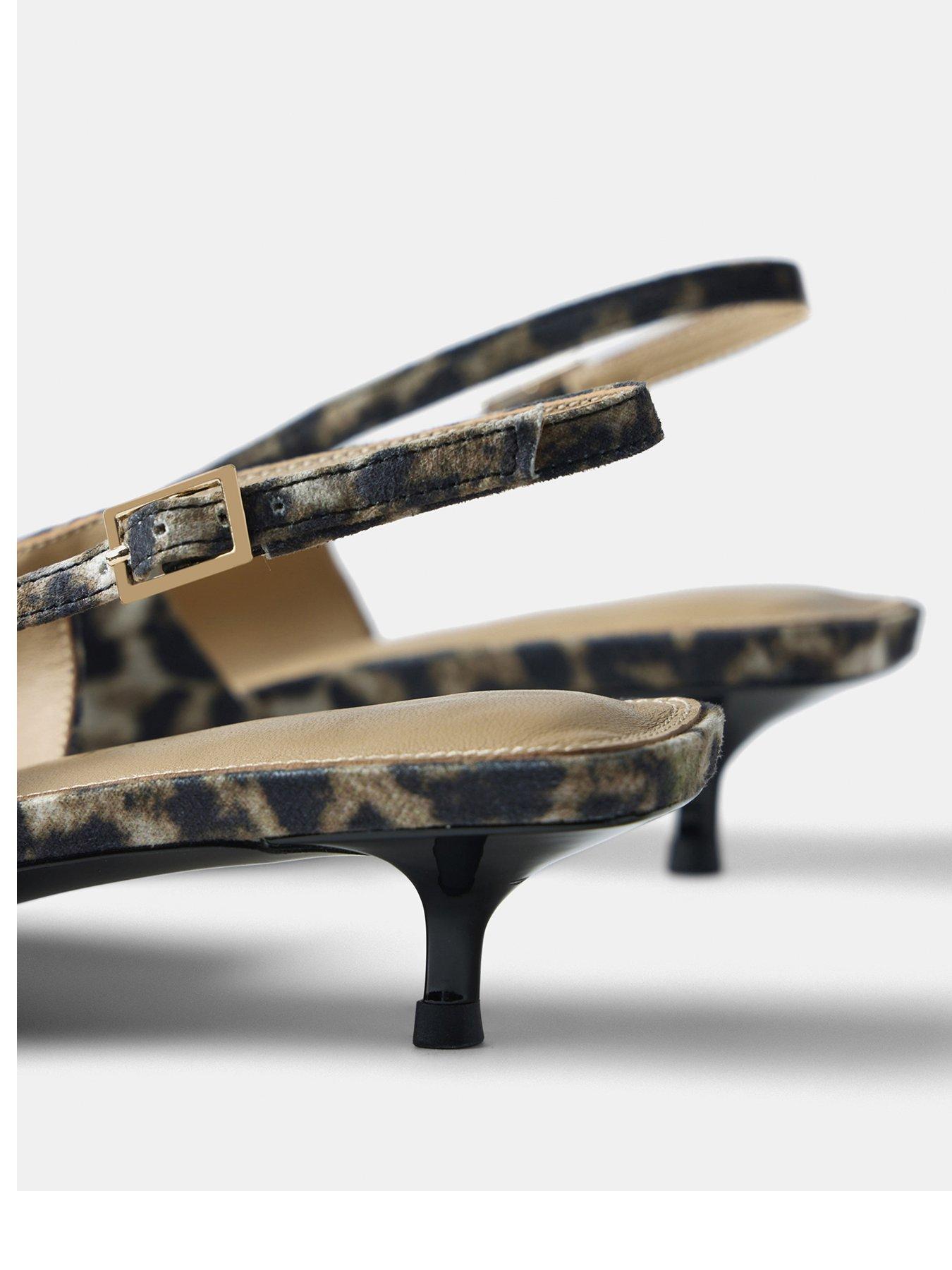 Image 3 of 5 of Mint Velvet Leopard Print Kitten Heels - Natural