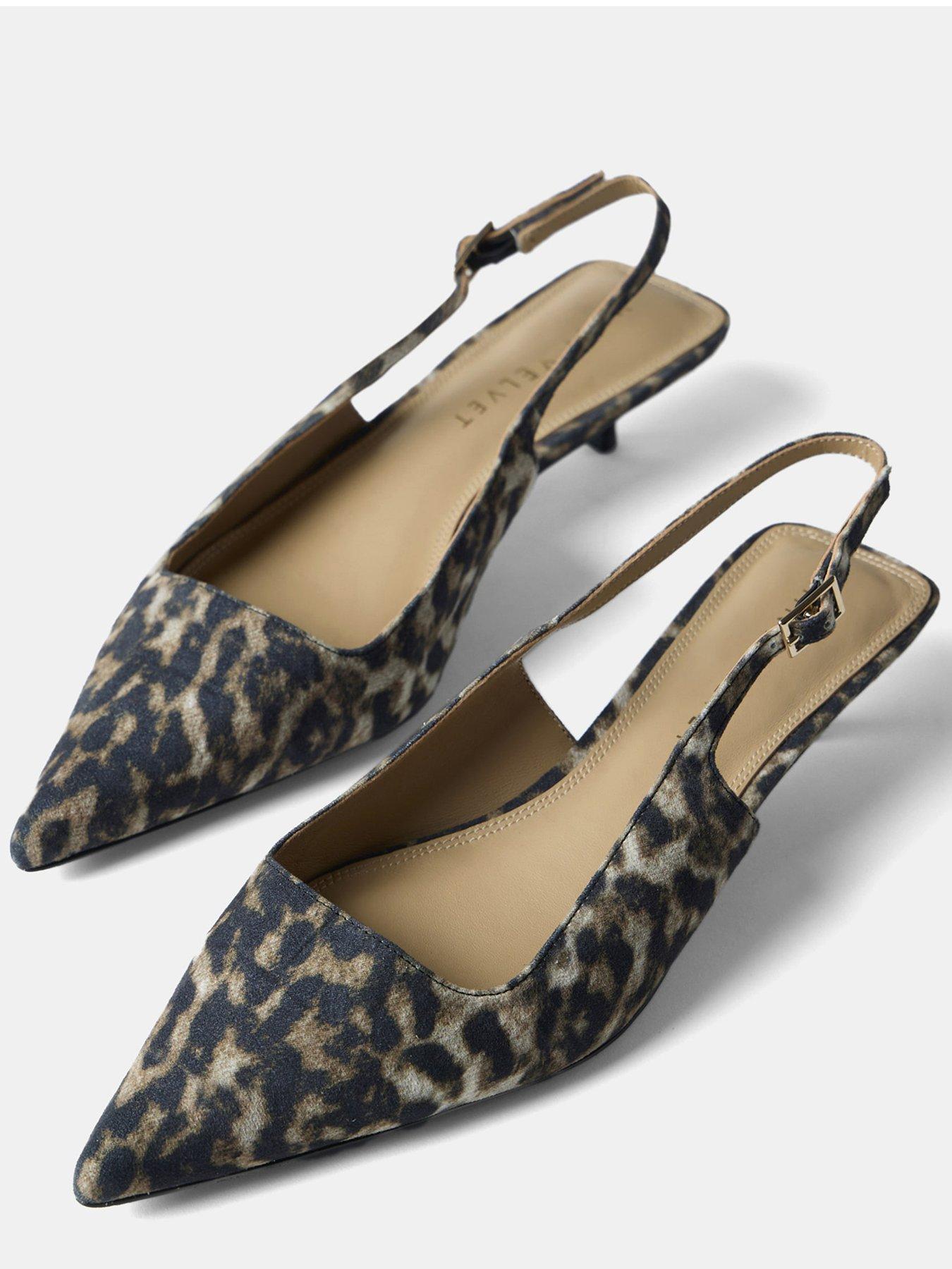Image 4 of 5 of Mint Velvet Leopard Print Kitten Heels - Natural