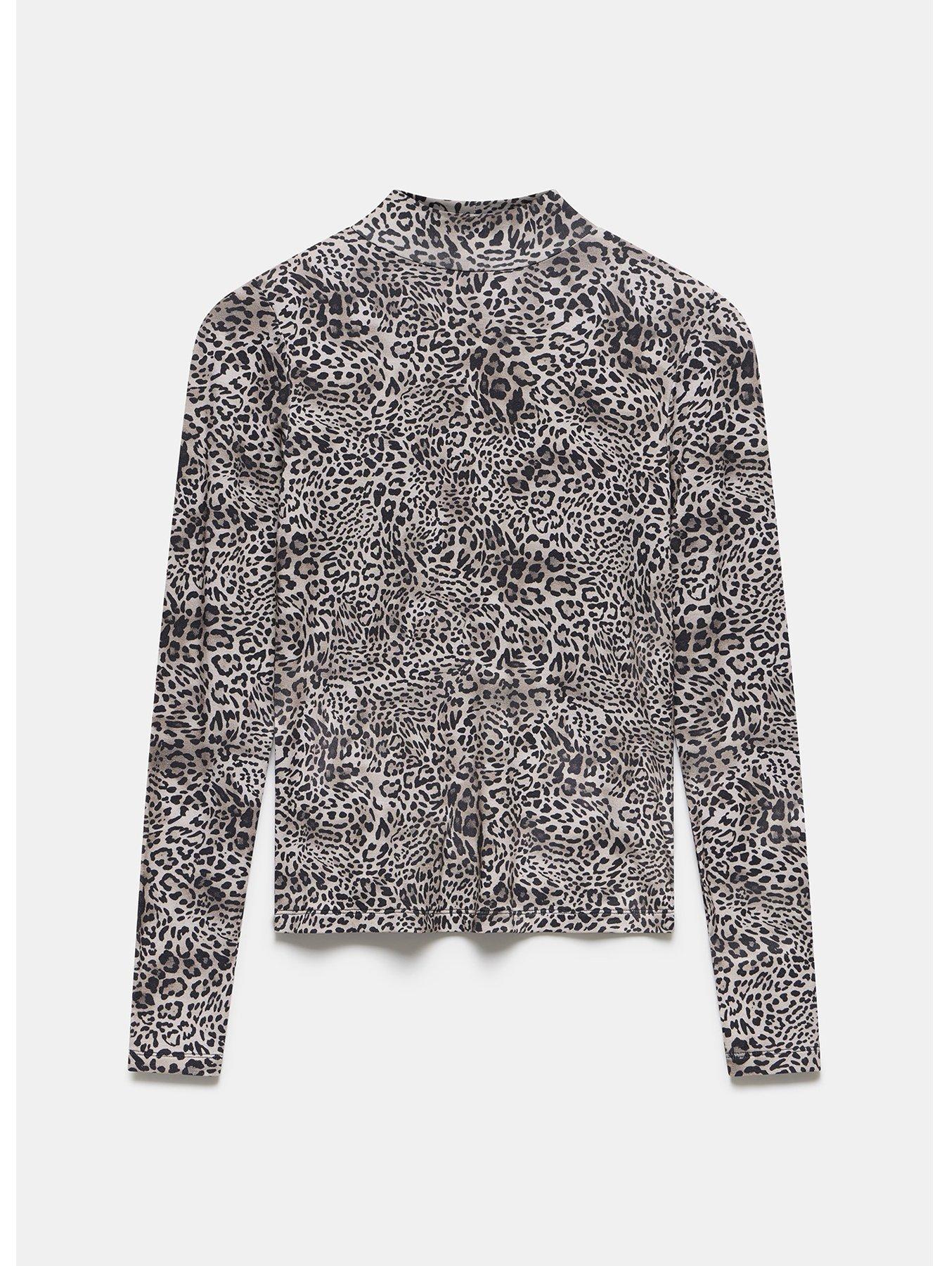 Image 3 of 4 of Mint Velvet Neutral Animal Polo Top - Camel