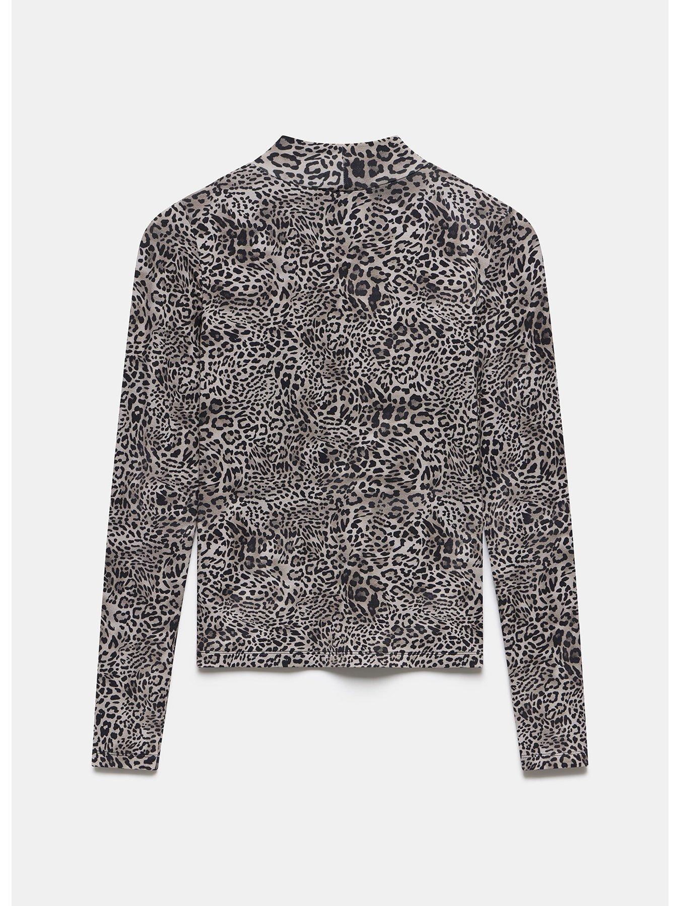 Image 4 of 4 of Mint Velvet Neutral Animal Polo Top - Camel