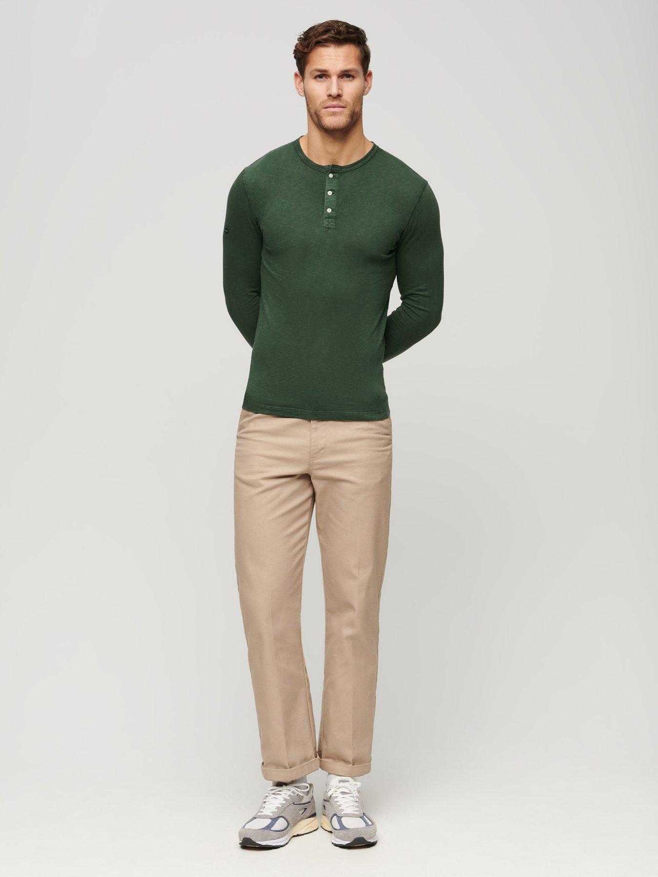 Image 2 of 5 of Superdry Jersey Grandad Long Sleeve T-Shirt - Dark Green