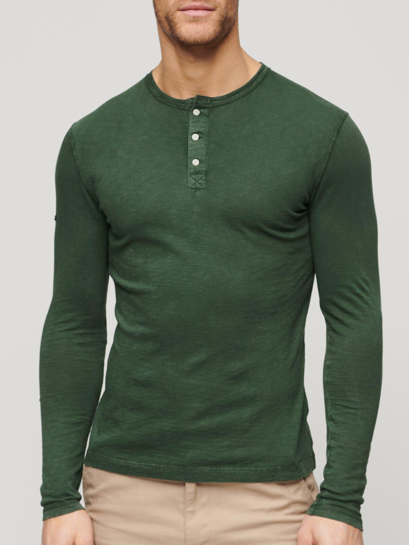 Image 3 of 5 of Superdry Jersey Grandad Long Sleeve T-Shirt - Dark Green