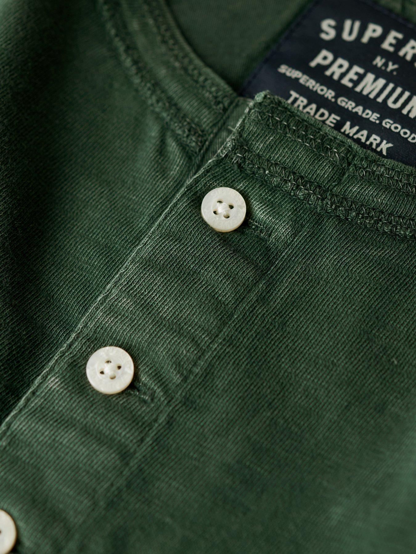 Image 4 of 5 of Superdry Jersey Grandad Long Sleeve T-Shirt - Dark Green