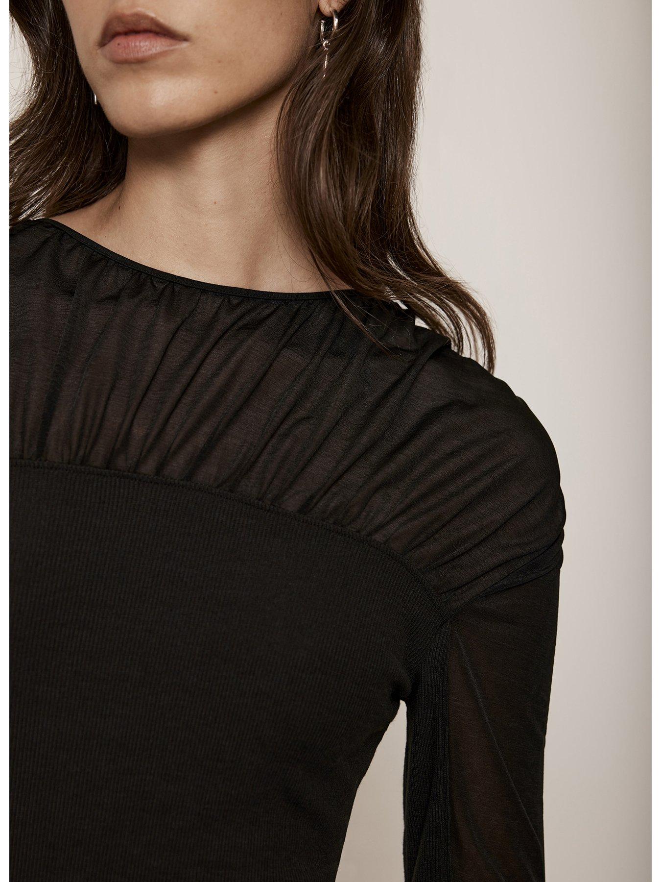 Mint Velvet Mesh Insert Jersey Dress - Black | Very