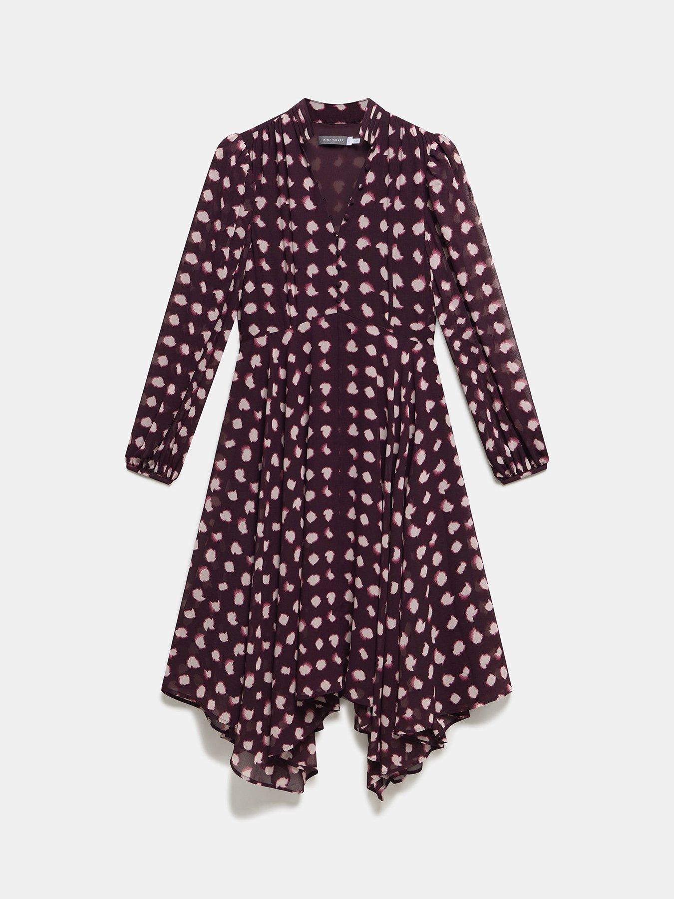 Mint Velvet Spot Print Midi Dress - Purple | Very
