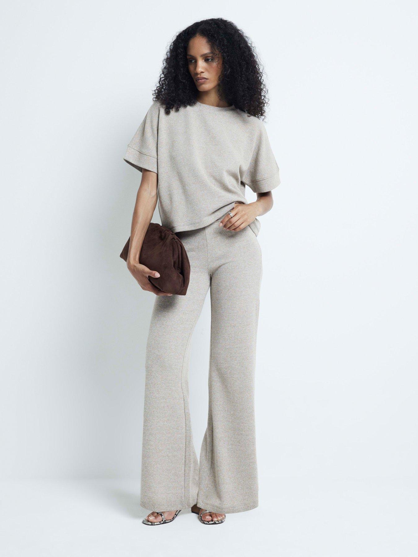 undefined Wide Leg Lurex Crochet Trouser - Gold