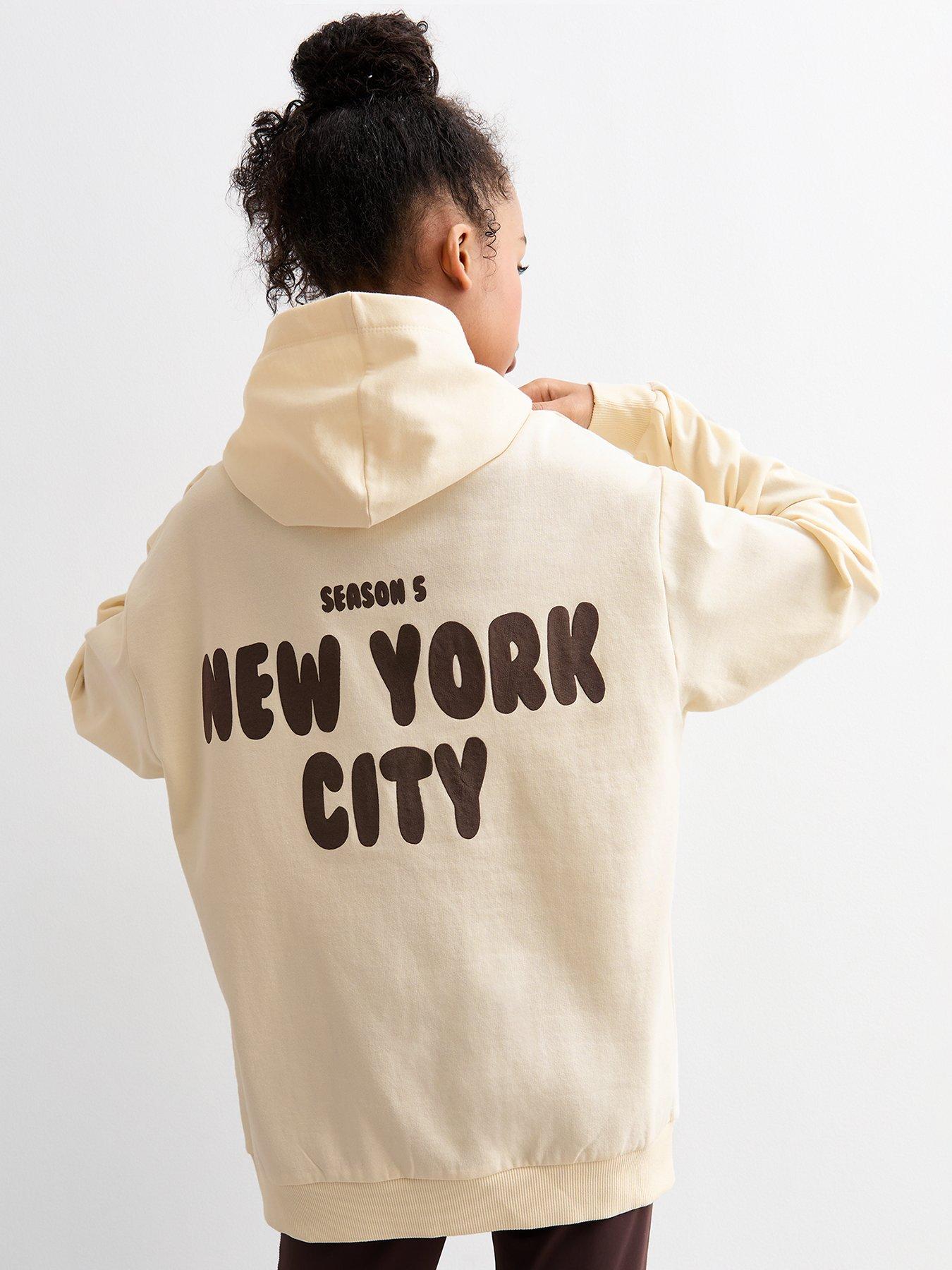 New Look 915 Girls Off White New York City Slogan Jersey Hoodie Very