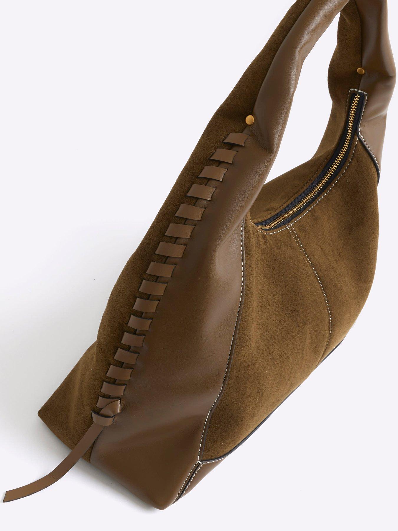River island khaki slouch bag store