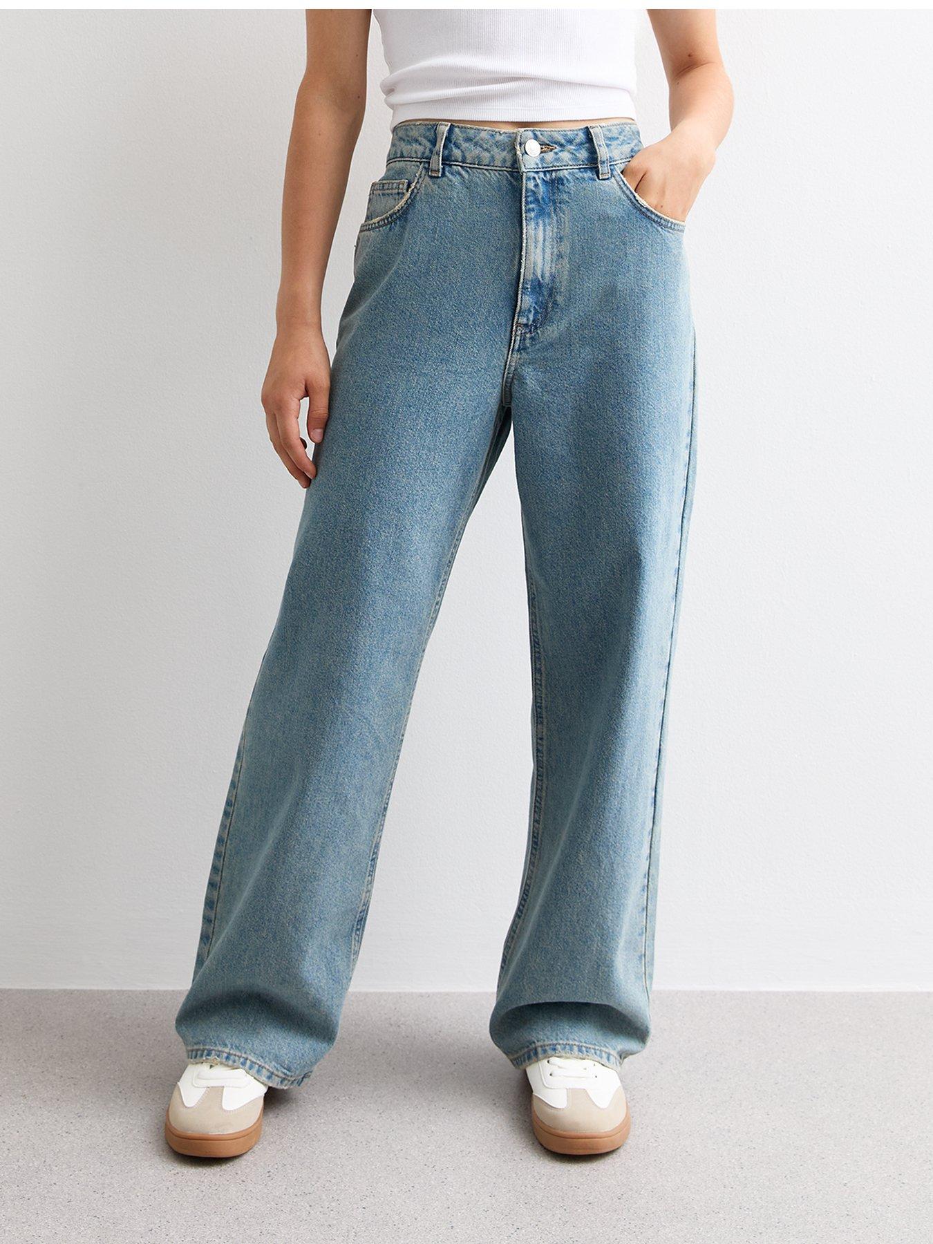 New Look 915 Girls Blue Tinted Wide Leg Jeans Very