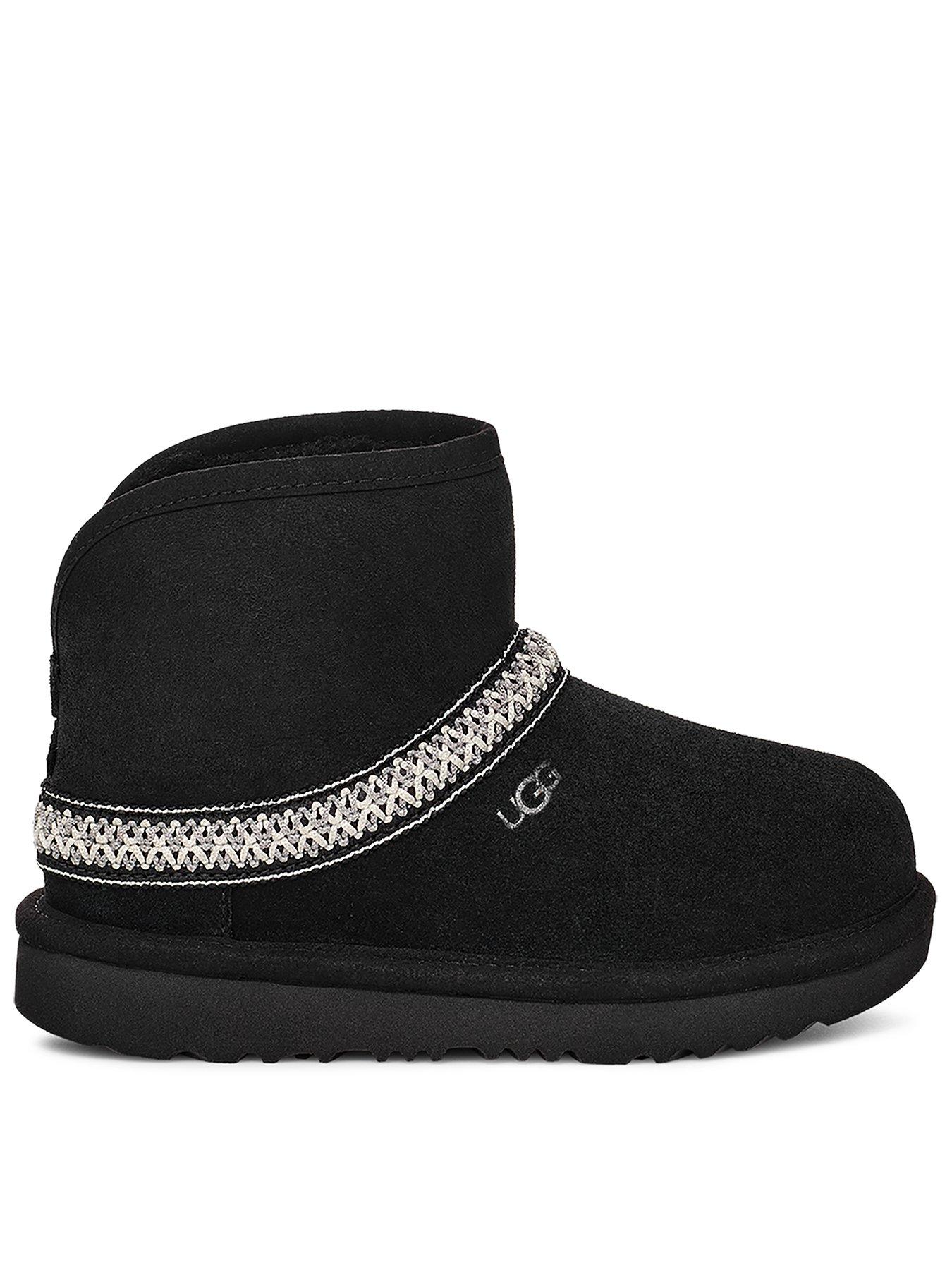 UGG Kids Classic Mini Crescent - Black, Black, Size 2 Older