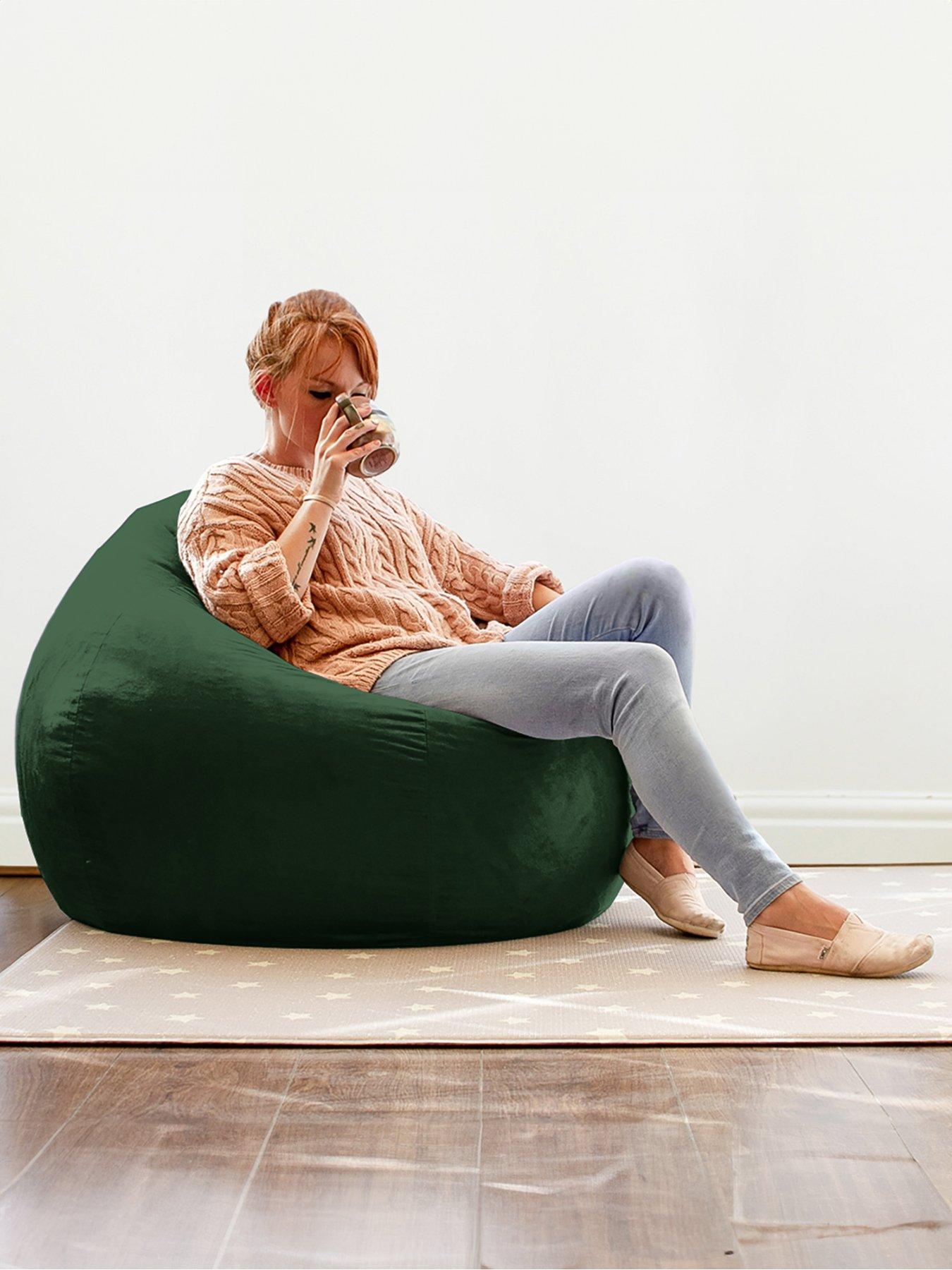 Product photograph of Rucomfy Slouchbag Bean Bag Velvet- Emerald from very.co.uk