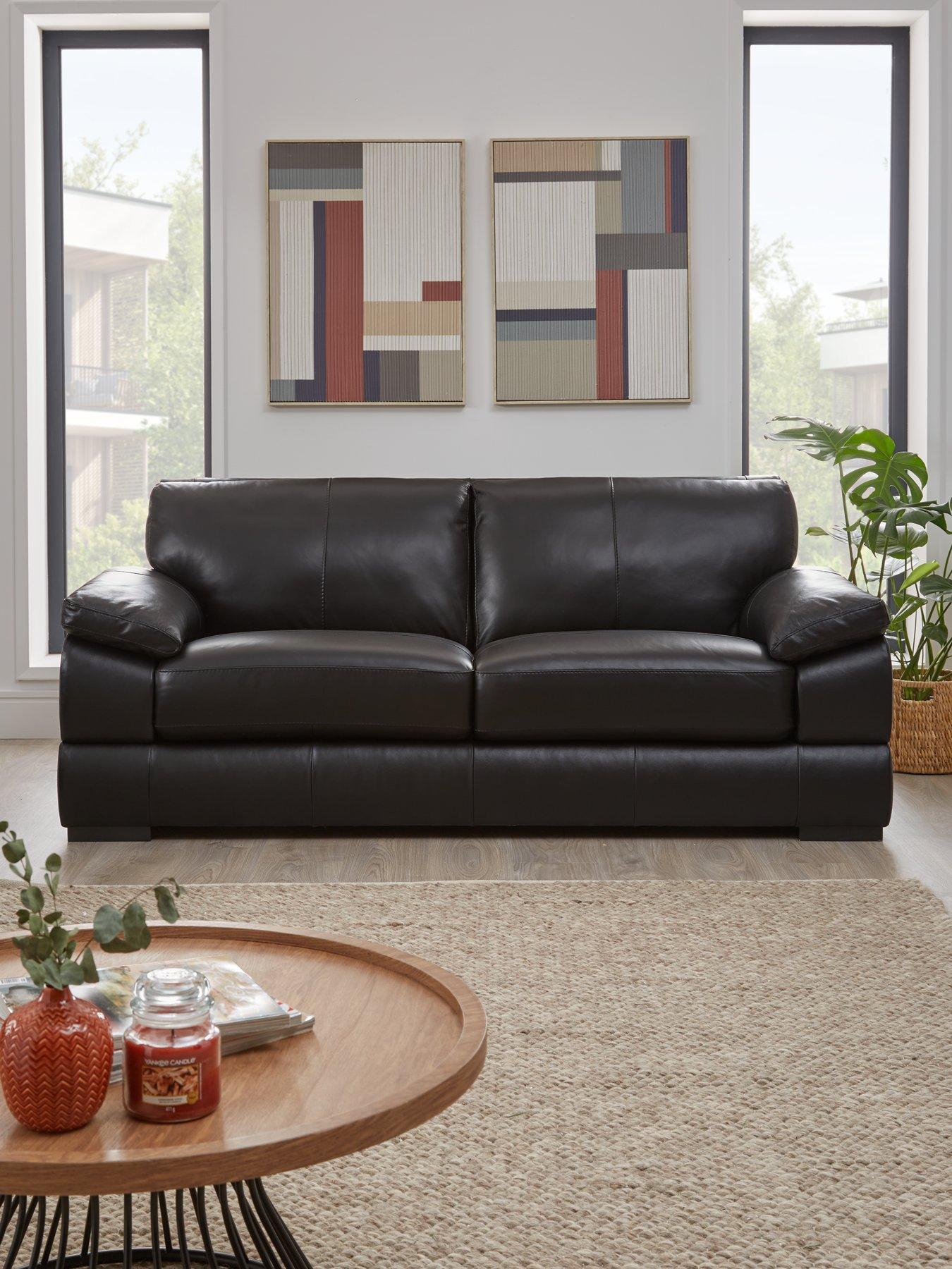 Product photograph of Very Home Marlow 3 Seater Leather Sofa from very.co.uk