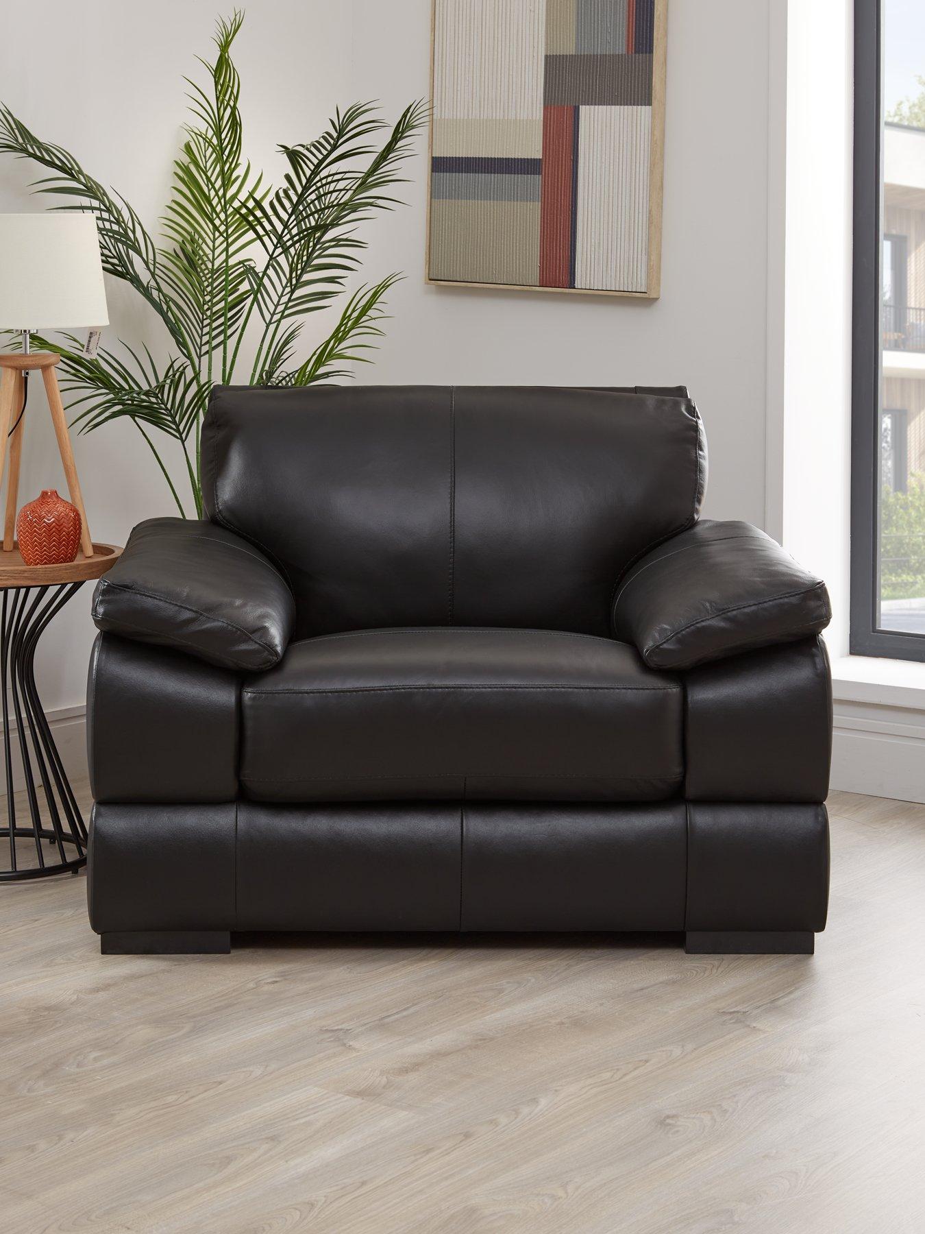 Product photograph of Very Home Marlow Leather Chair from very.co.uk