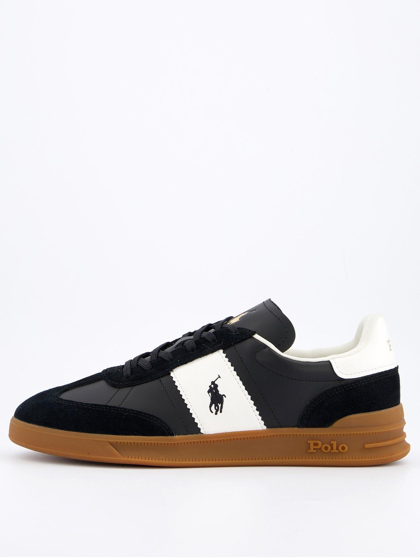Polo Ralph Lauren Heritage Aera Leather Trainers - Black/White