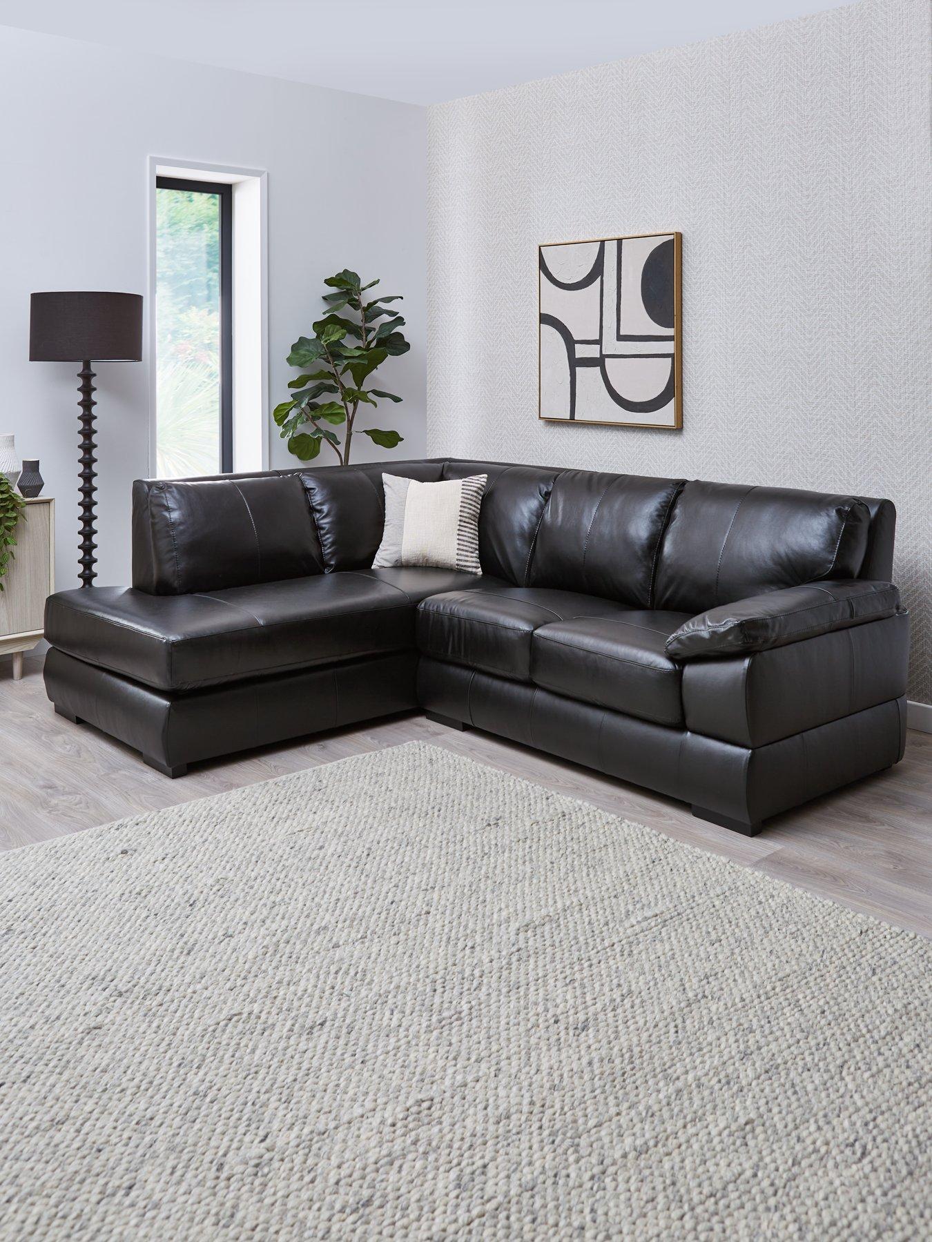 Product photograph of Very Home Marlow L H Corner Leather Chaise from very.co.uk