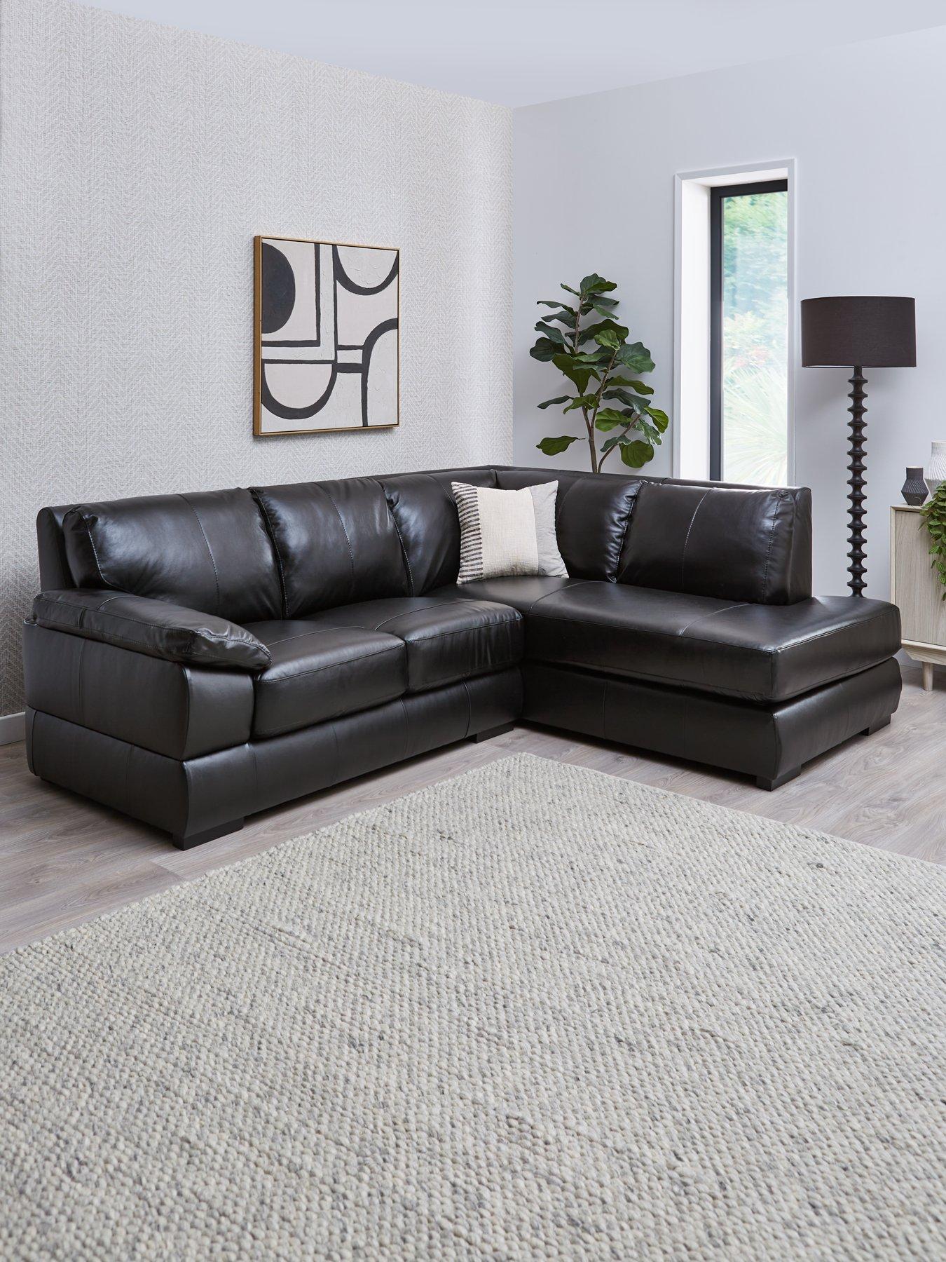 Product photograph of Very Home Marlow Right Hand Corner Leather Chaise Sofa from very.co.uk