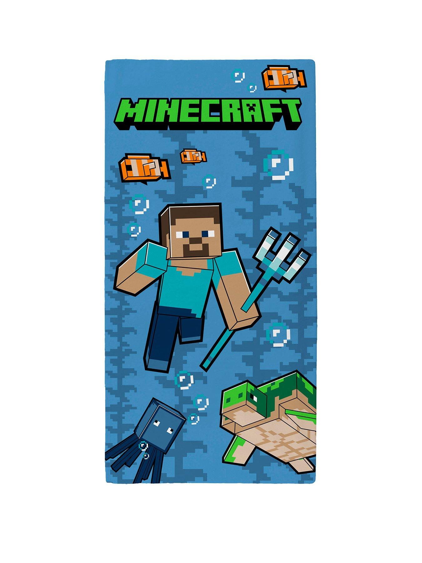 Product photograph of Minecraft Trident Towel- 70x140cm from very.co.uk