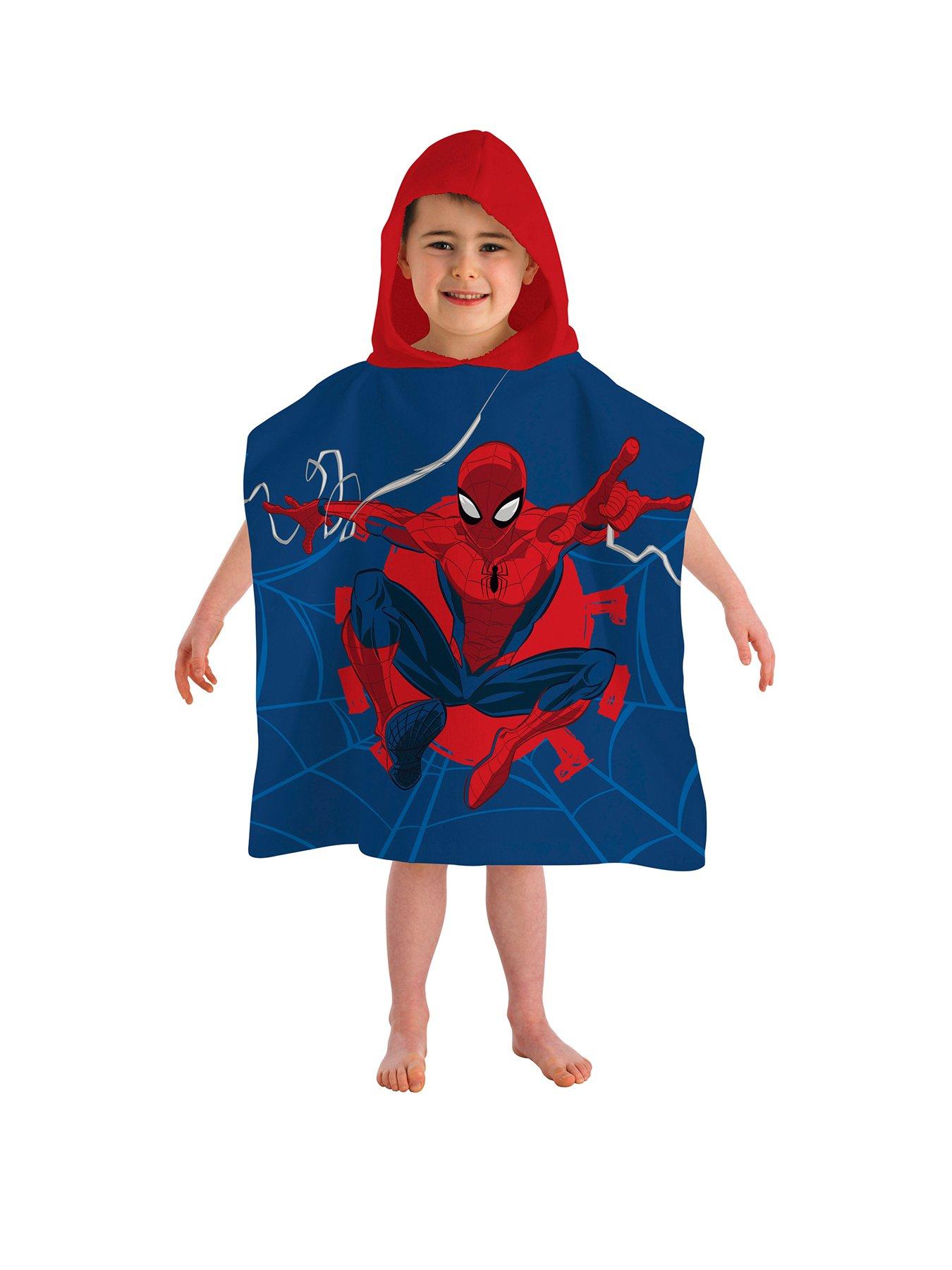 Product photograph of Marvel Spiderman Jump Hooded Poncho Towel from very.co.uk