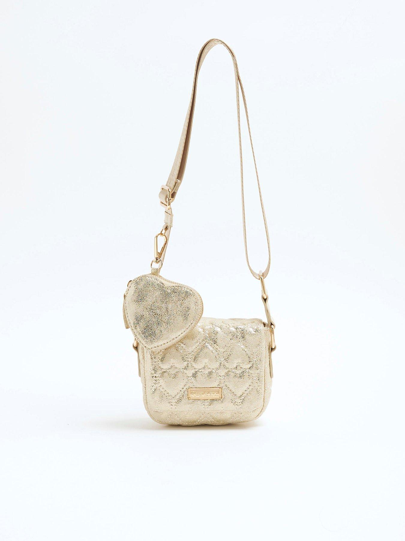 undefined Girls Heart Quilted Cross Body Bag - Gold