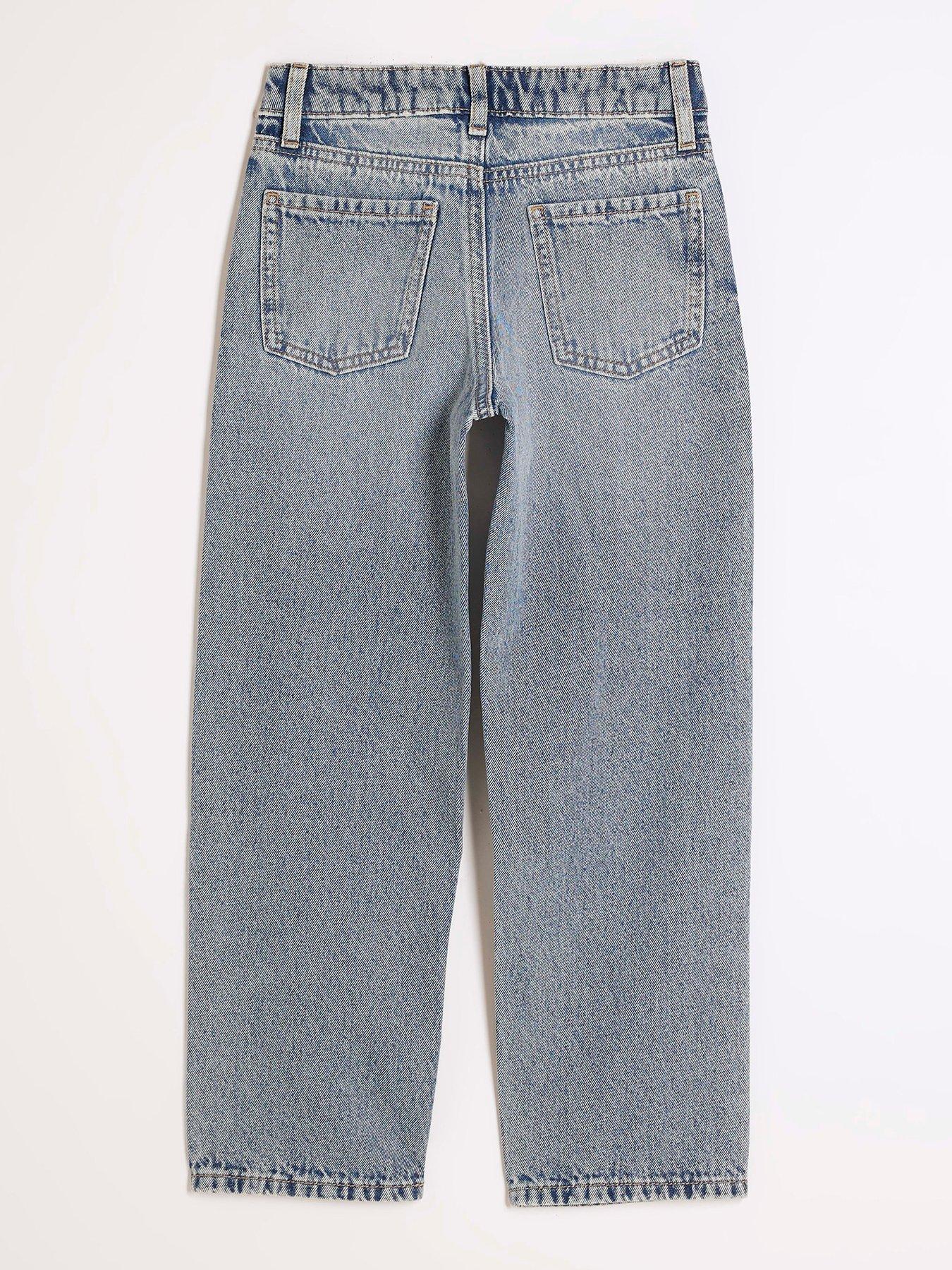 Image 2 of 4 of River Island Girls Hotfix Denim Bow Jeans - Blue