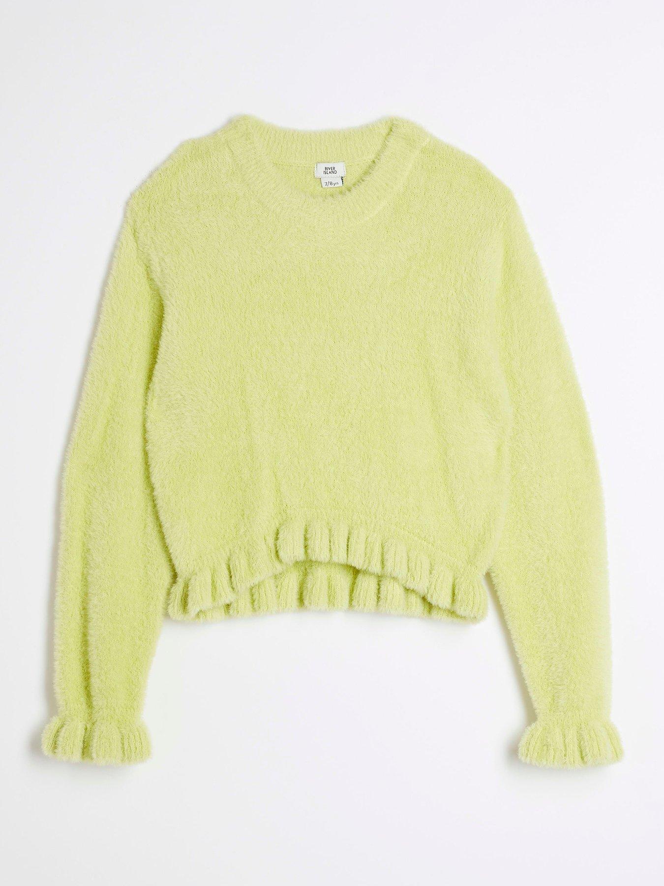 undefined Girls Frill Cropped Jumper - Green