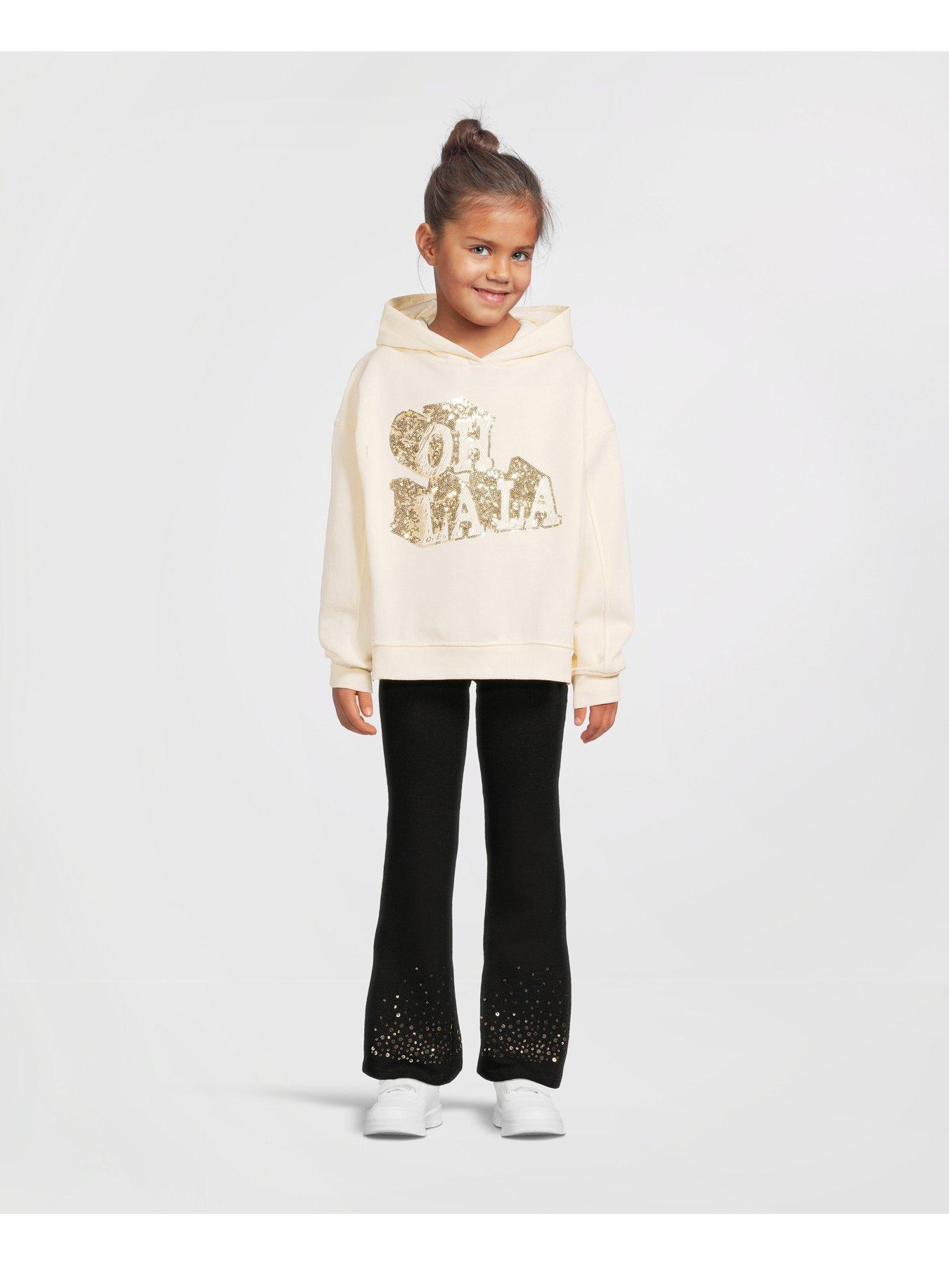 undefined Girls Sequin Oh La La Hoodie Set - Cream