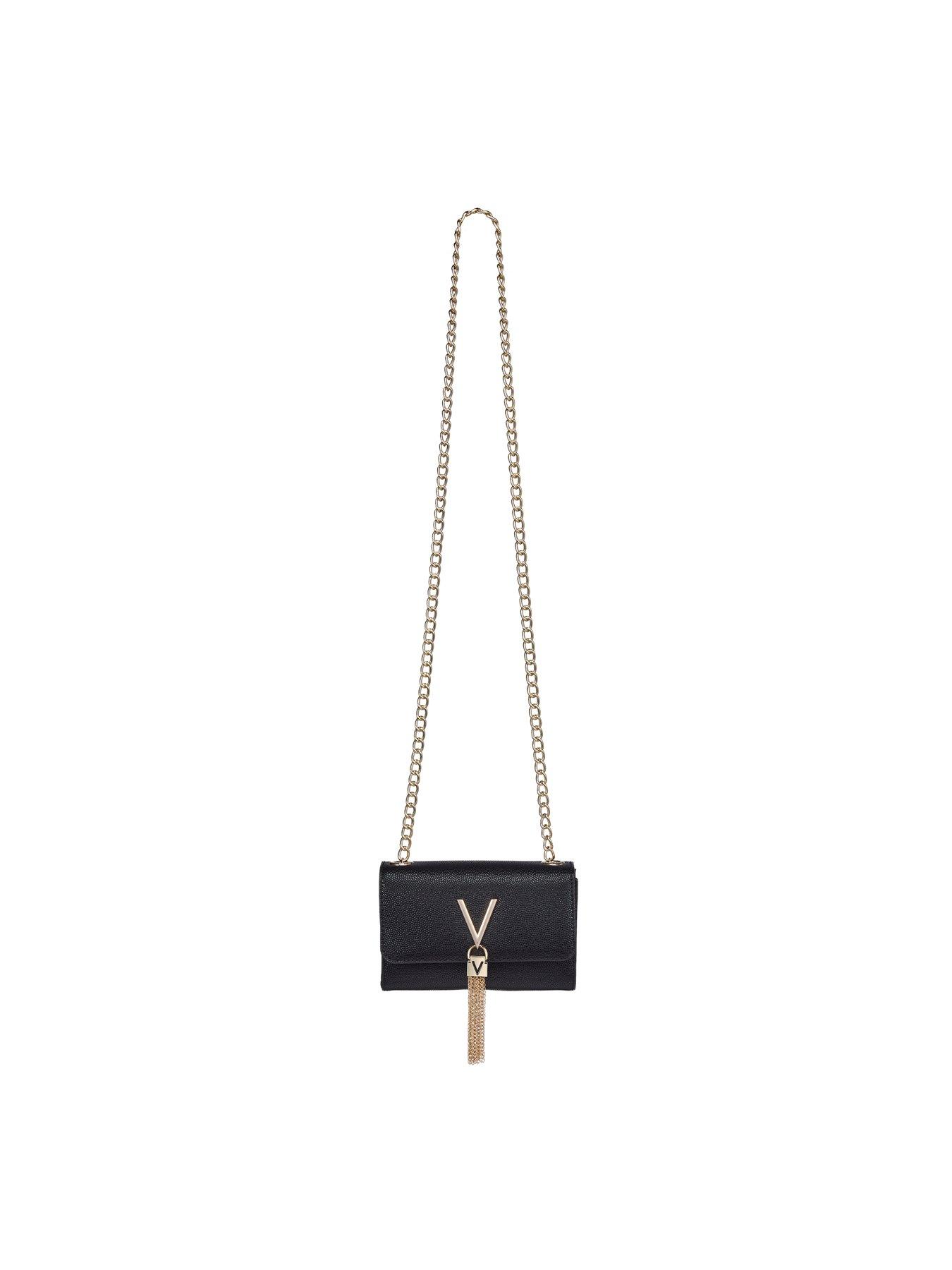 Valentino Divina Pochette Femme – Cuir Authentique, Fermeture Éclair, Noir Élégant 4.5 × 12 × 27 Cm