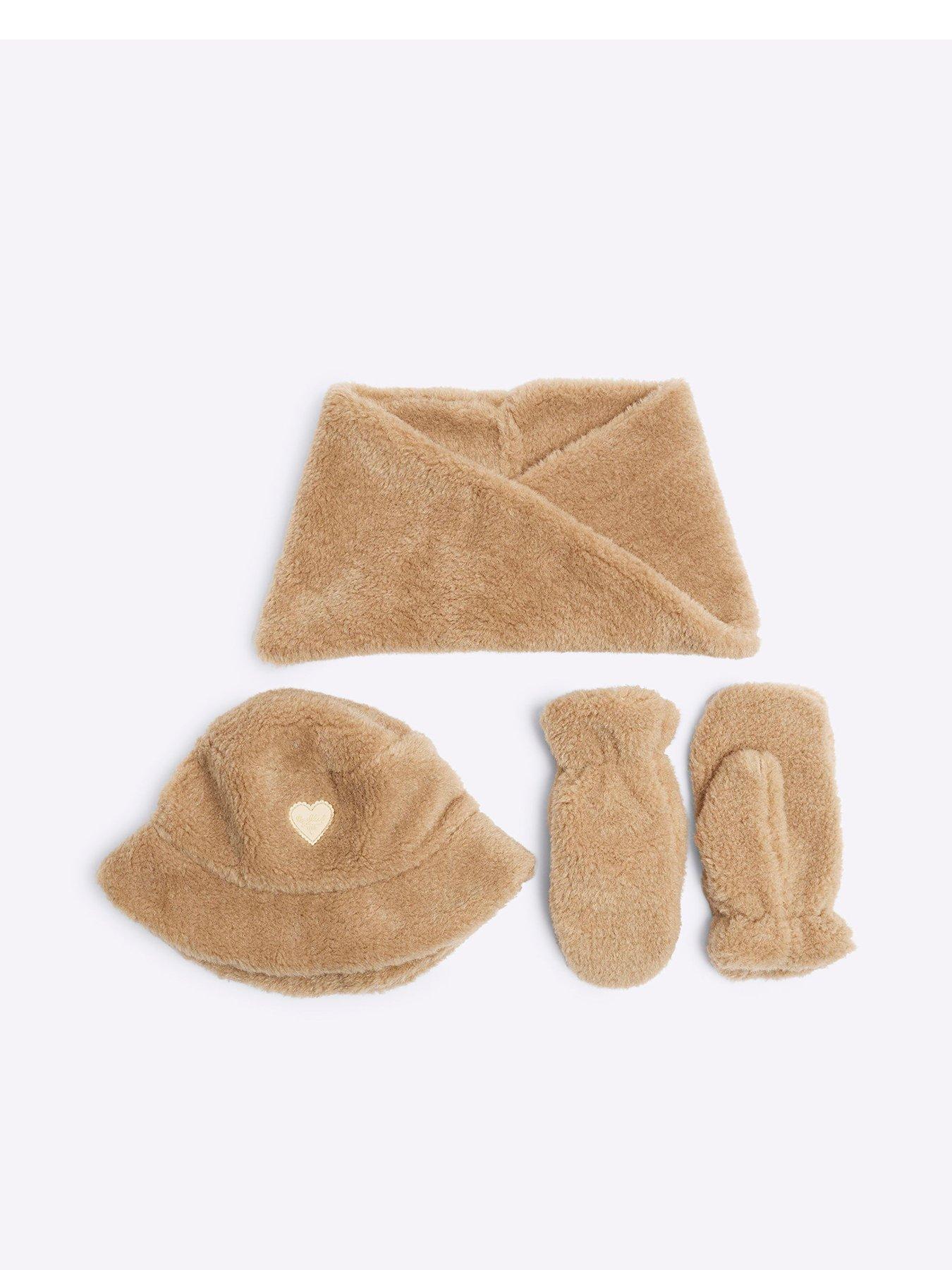 undefined Girls Borg Bucket Hat Bundle - Cream