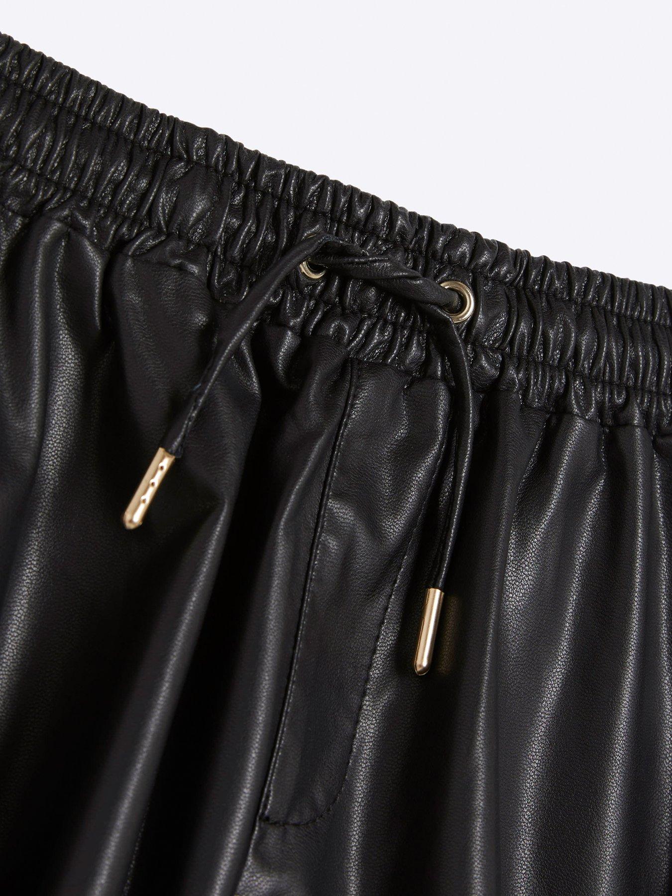 River island black leather shorts clearance