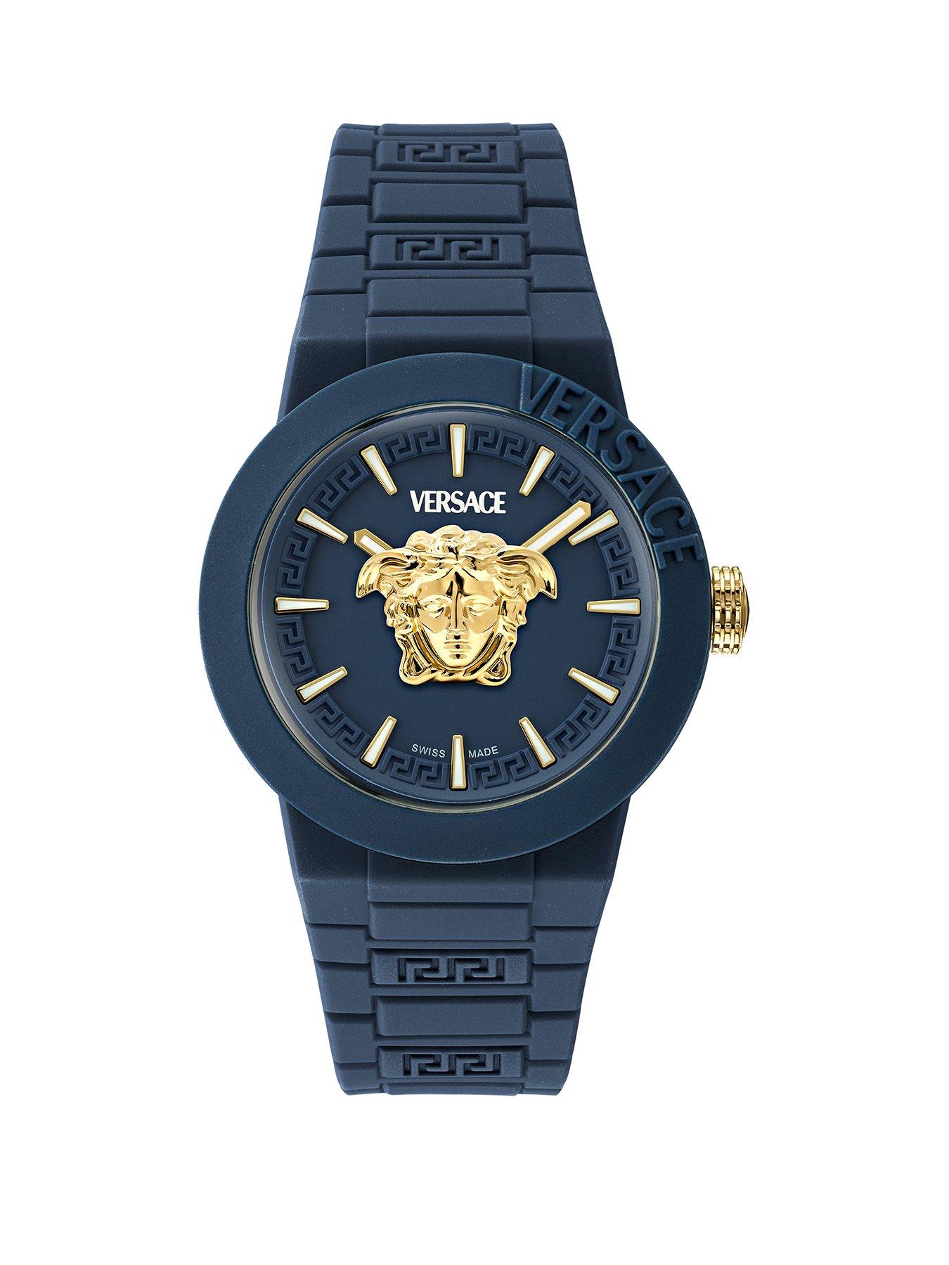 Product photograph of Versace V-pop Watch - Navy from very.co.uk