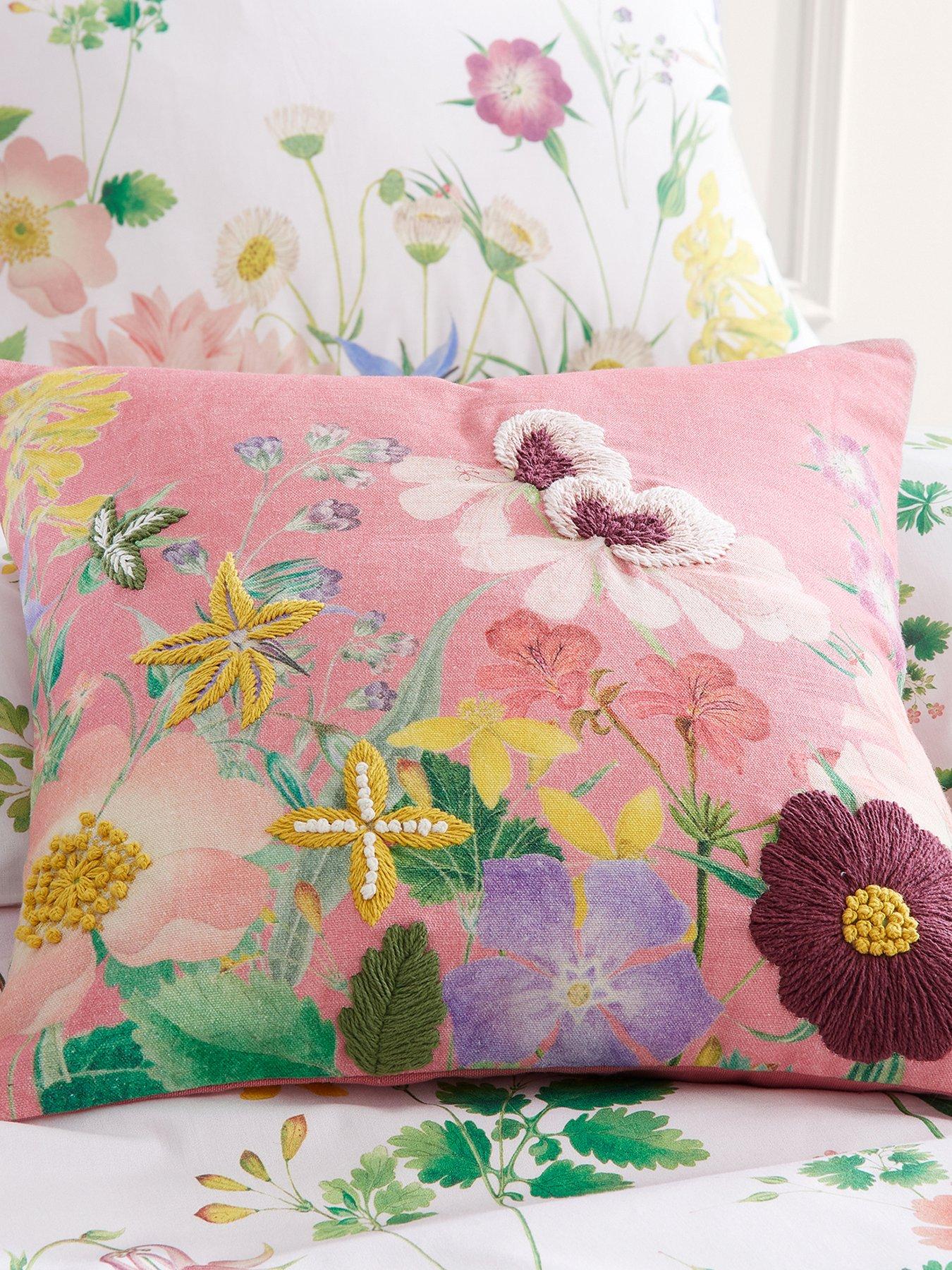 Product photograph of Rhs Cottage Meadow Cushion- Pink from very.co.uk