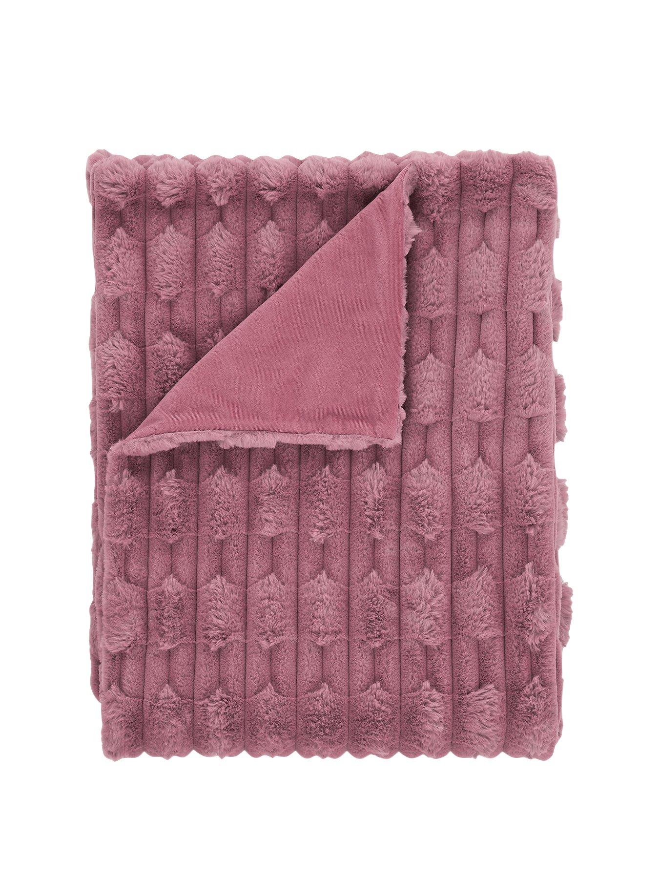 Image 2 of 5 of Bianca Carved Faux Fur Throw- Pink