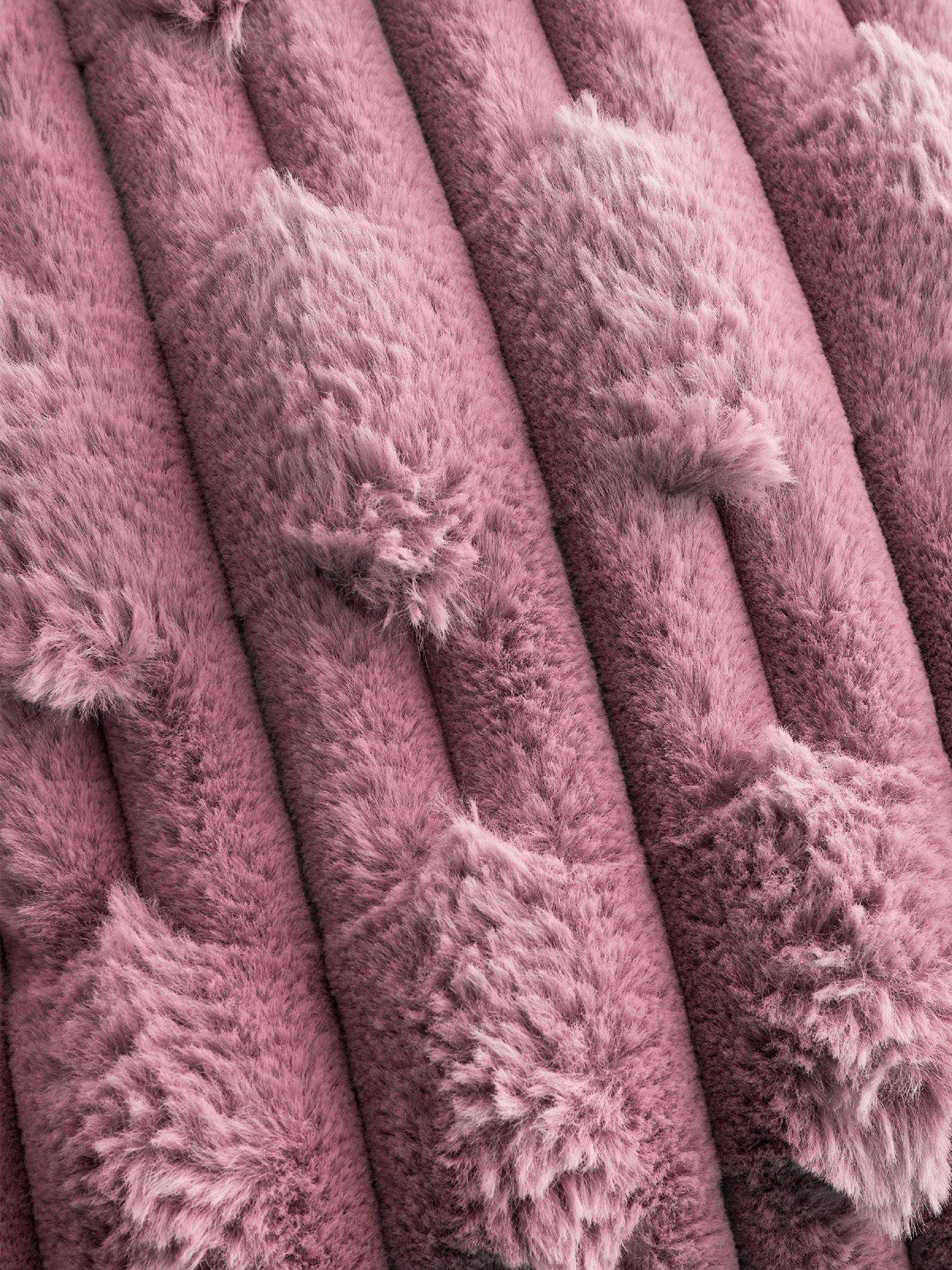 Image 4 of 5 of Bianca Carved Faux Fur Throw- Pink
