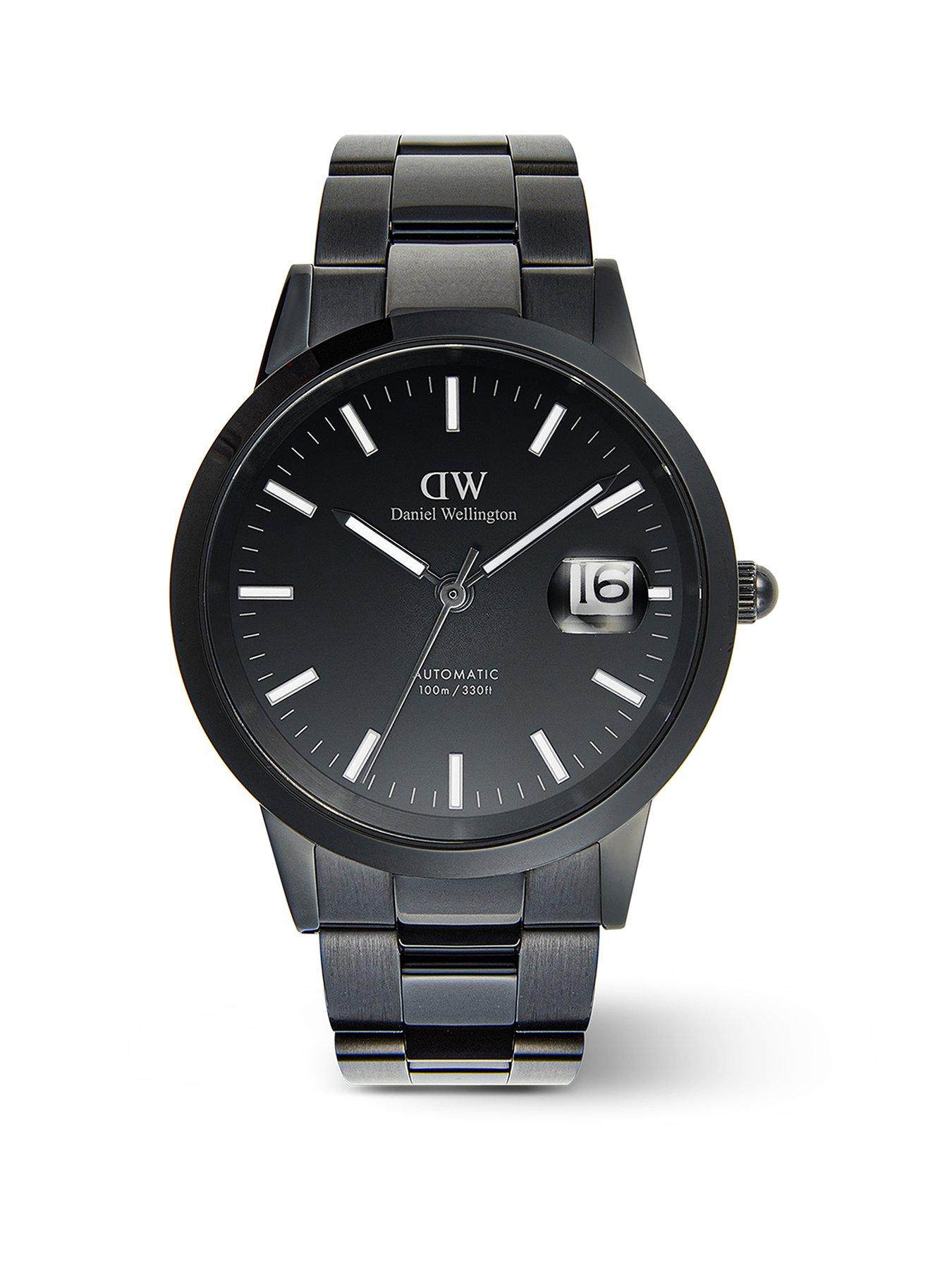 Product photograph of Daniel Wellington Iconic Automatic 40 Link B Black from very.co.uk