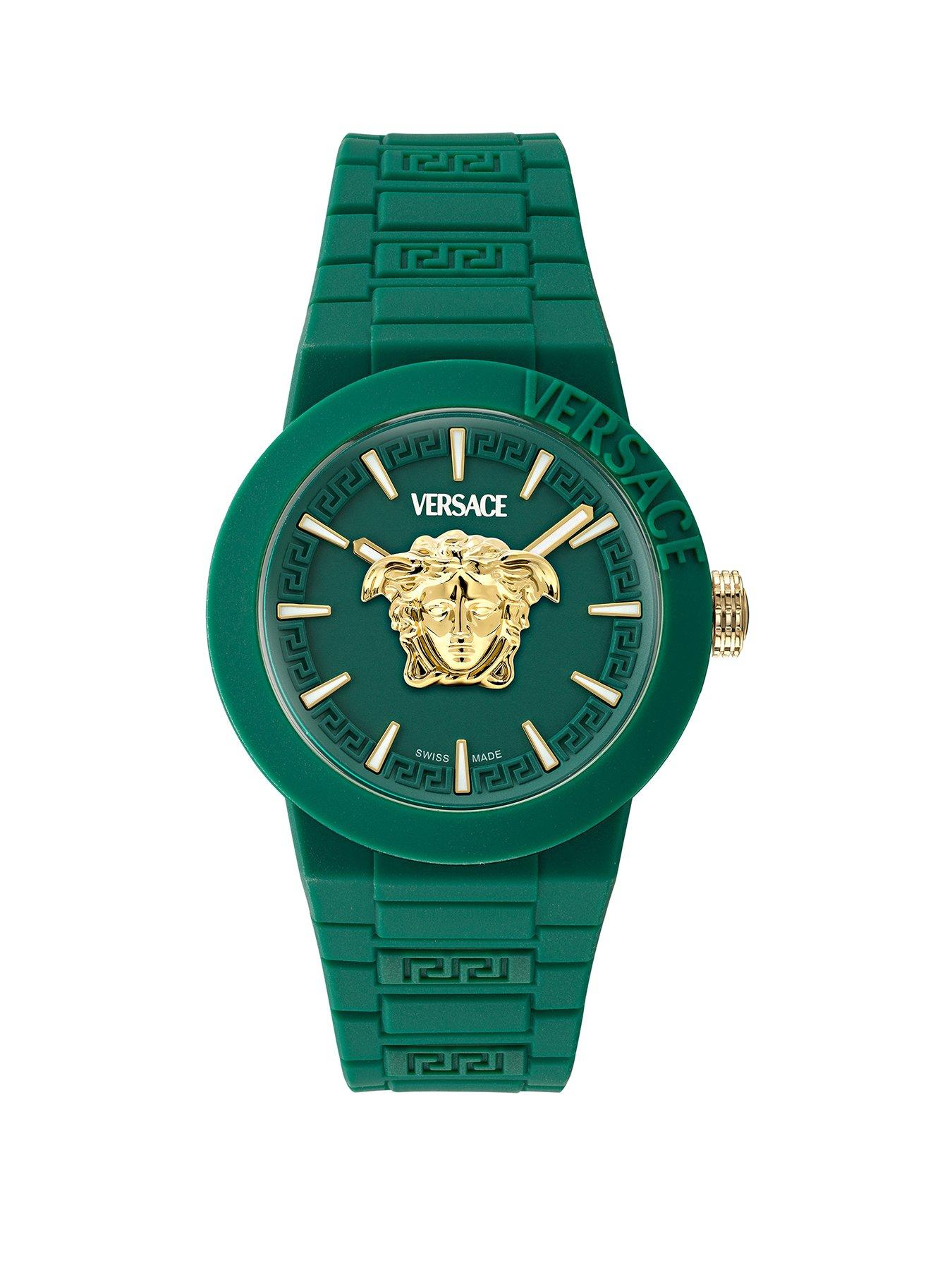 Product photograph of Versace V-pop Watch - Green from very.co.uk