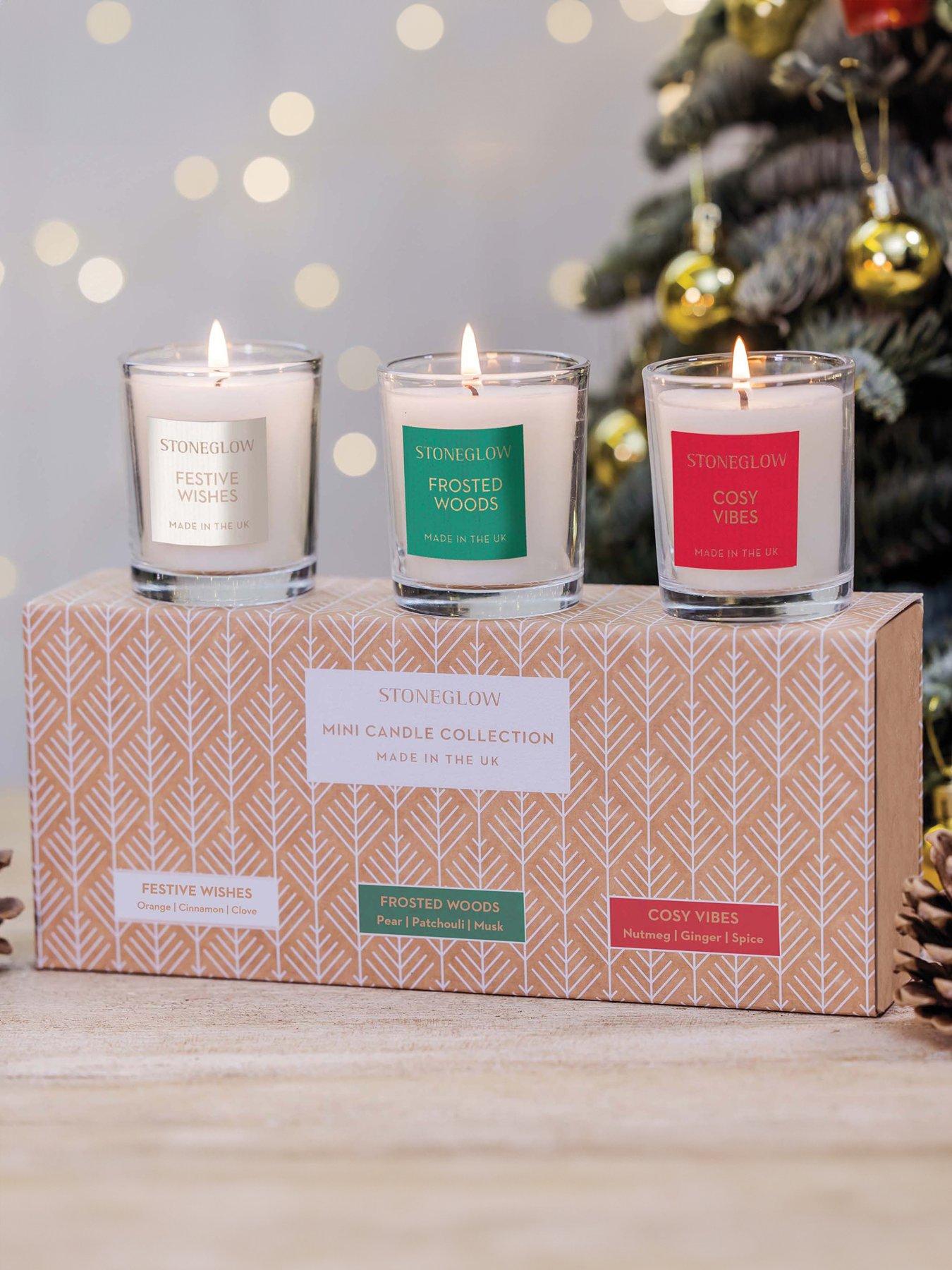 Product photograph of Stoneglow Votive 3pce Candle Gift Set Festive Wishes Frosted Woods Cosy Vibes from very.co.uk