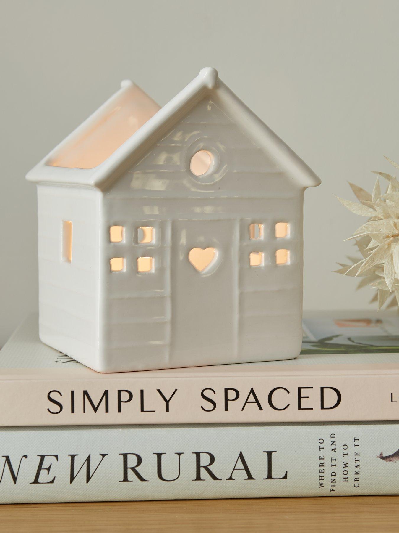 Product photograph of Very Home 12cm House Tealight Holder - White from very.co.uk