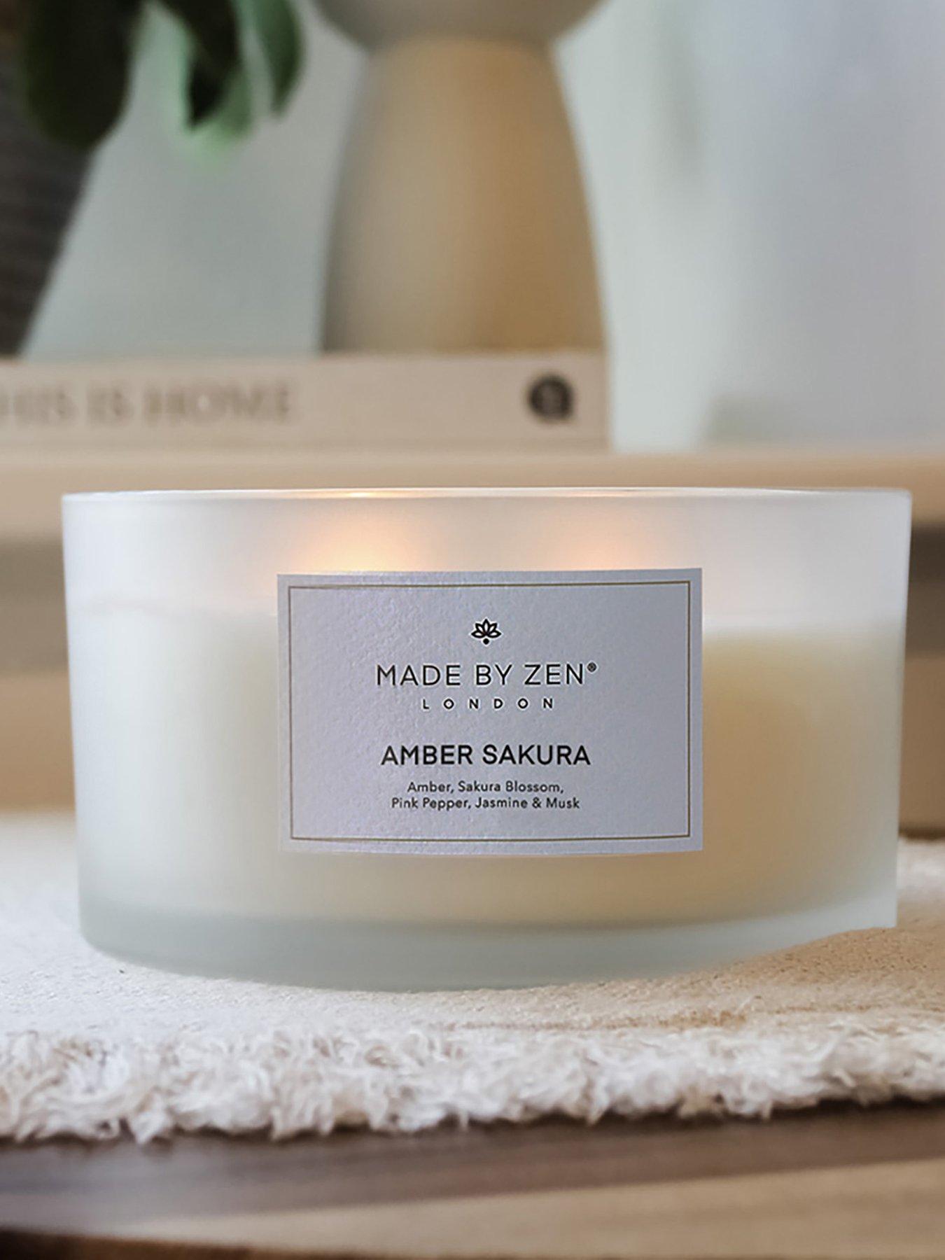 Product photograph of Made By Zen Signature 4 Wick Candle - Amber Sakura from very.co.uk