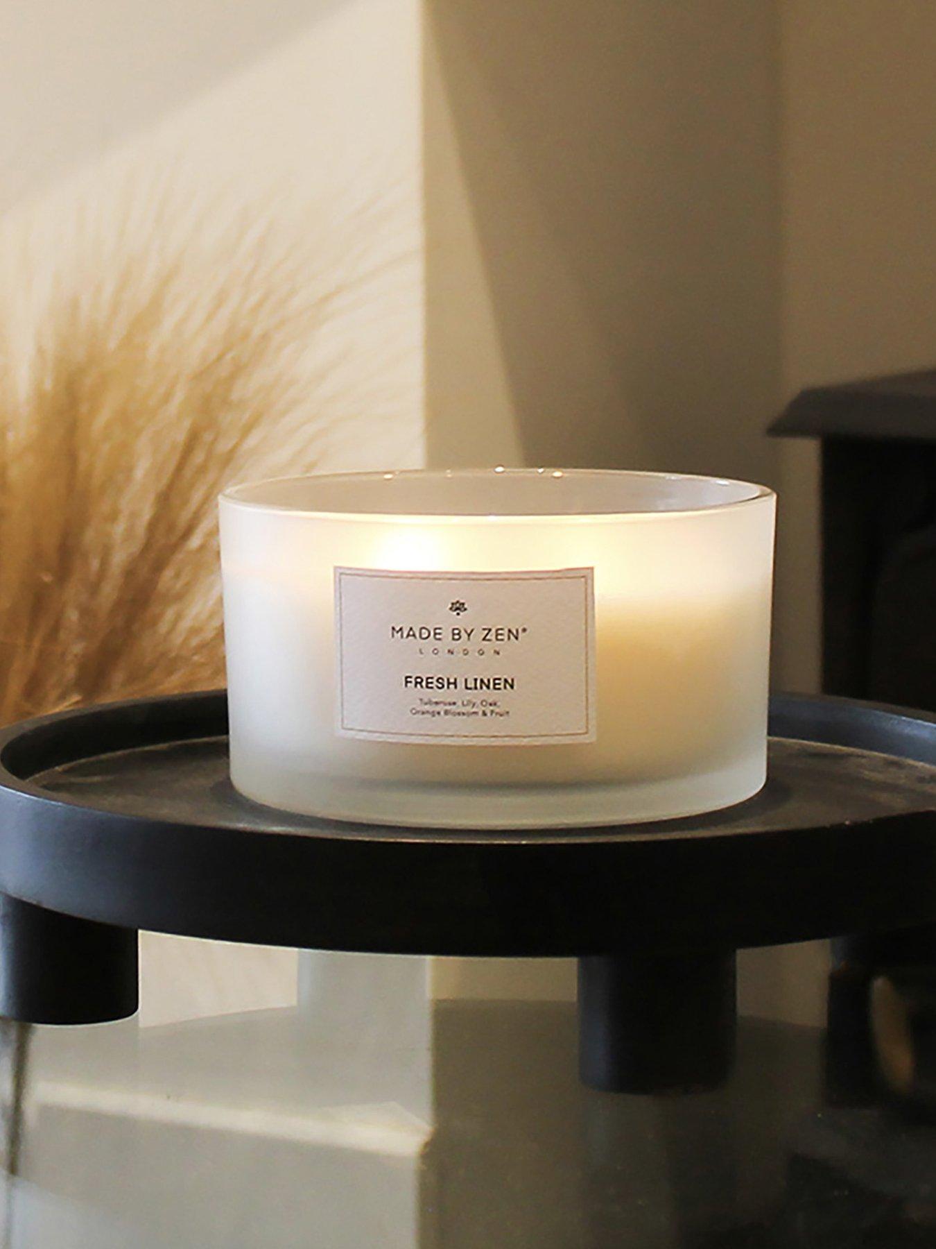 Product photograph of Made By Zen Signature 4 Wick Candle - Fresh Linen from very.co.uk