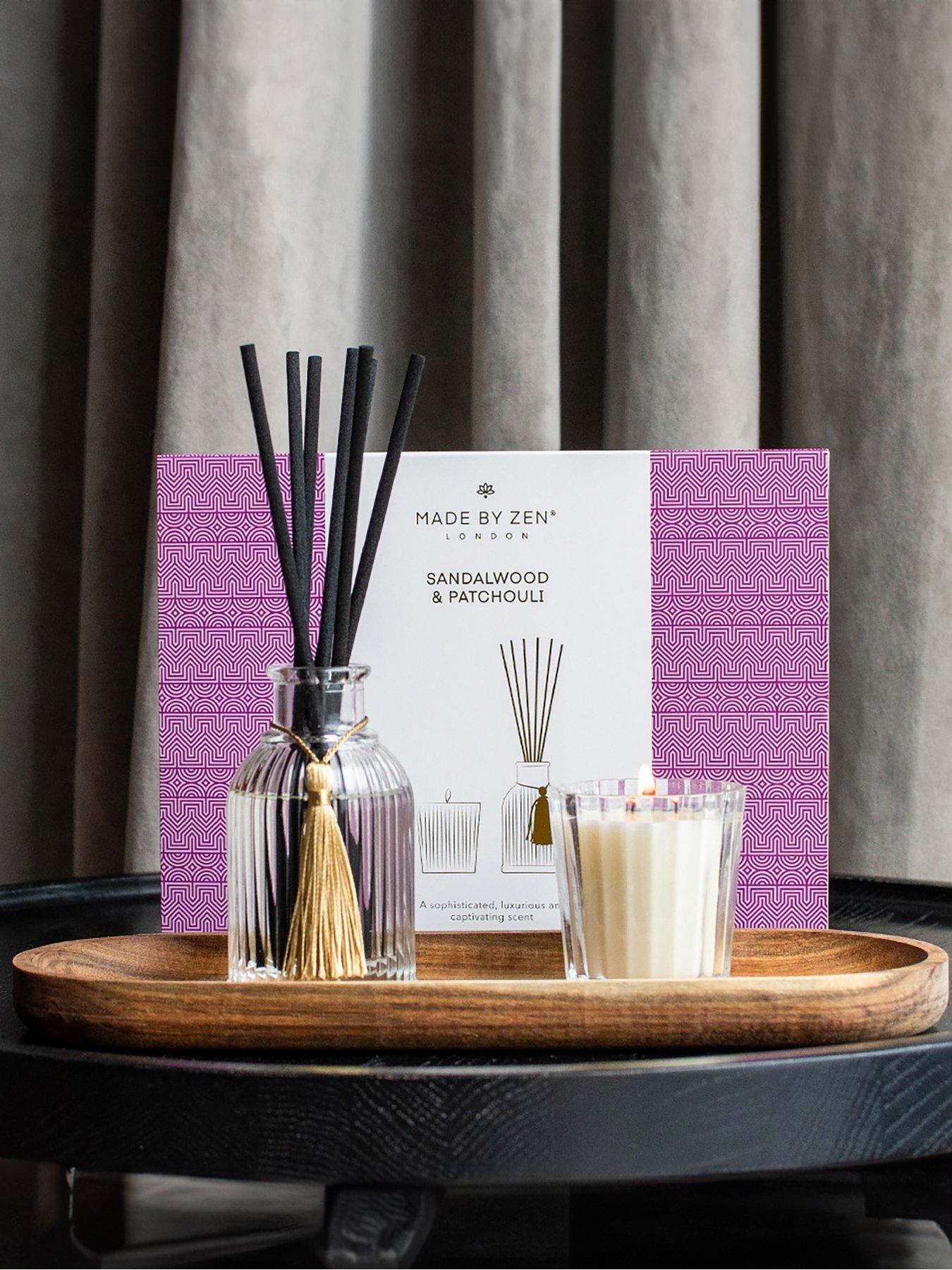 Product photograph of Made By Zen Riad Gift Set 50ml Reed Diffuser 70g Candle - Sandalwood Patchouli from very.co.uk