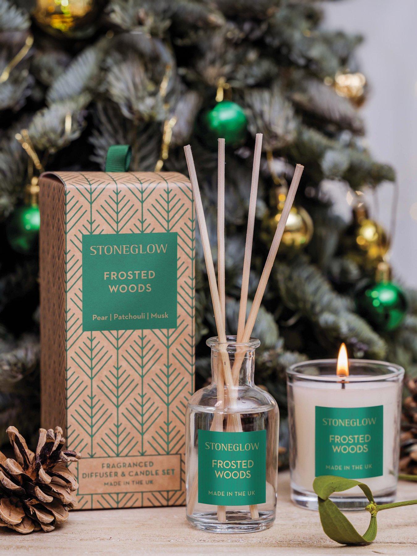 Product photograph of Stoneglow Frosted Woods Mini Gift Set Reed Diffuser Votive from very.co.uk