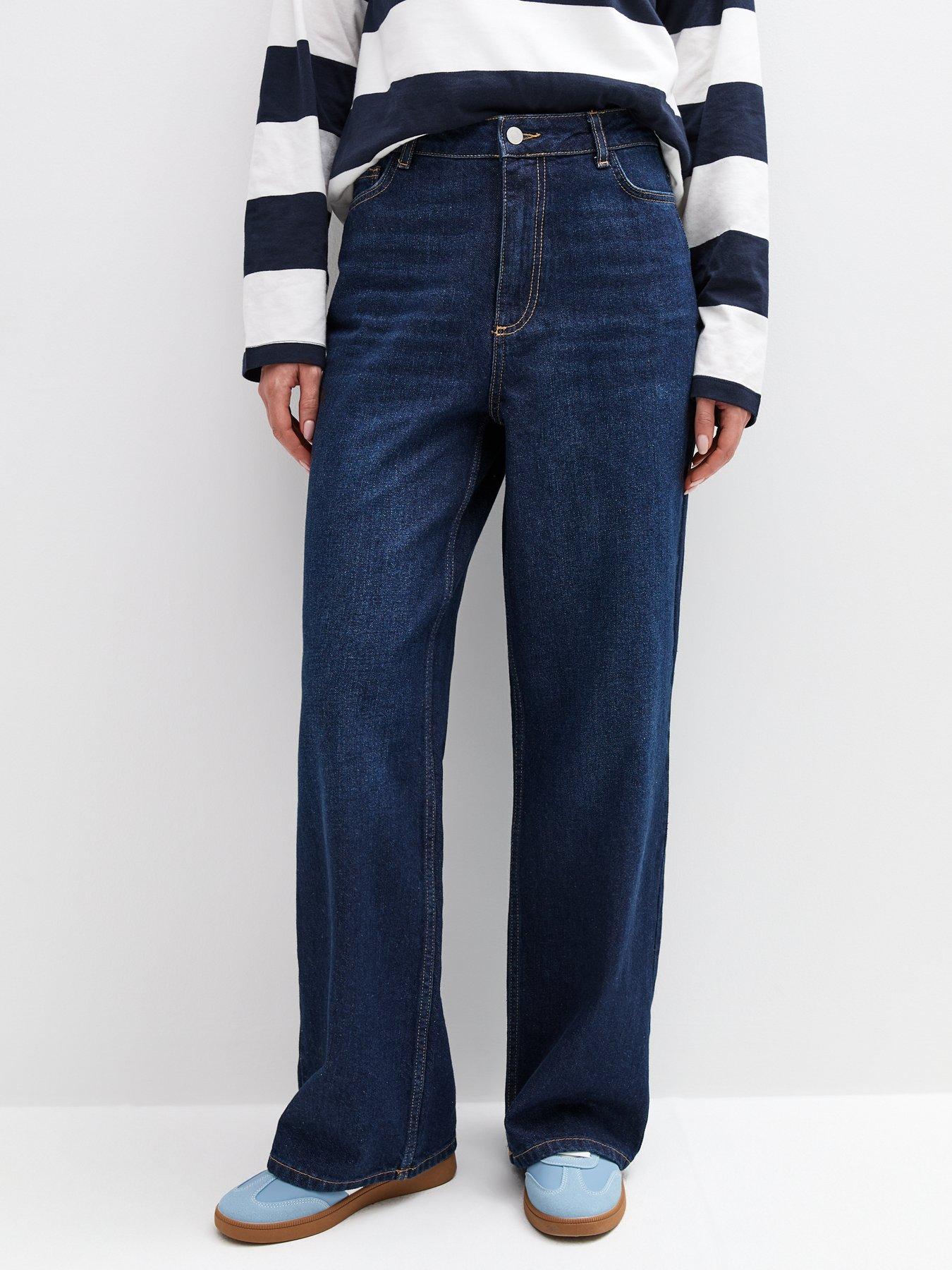 Image 1 of 6 of New Look Blue Adalae High-waist Wide Leg Jeans