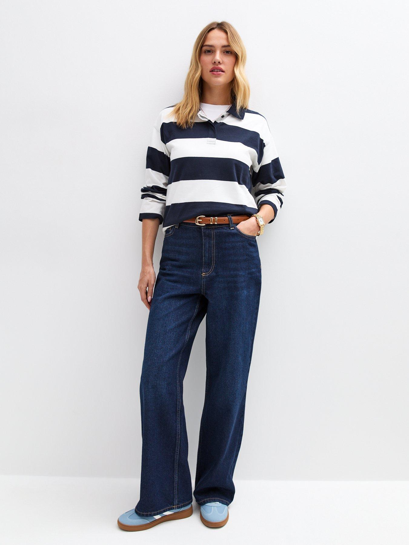 Image 3 of 6 of New Look Blue Adalae High-waist Wide Leg Jeans